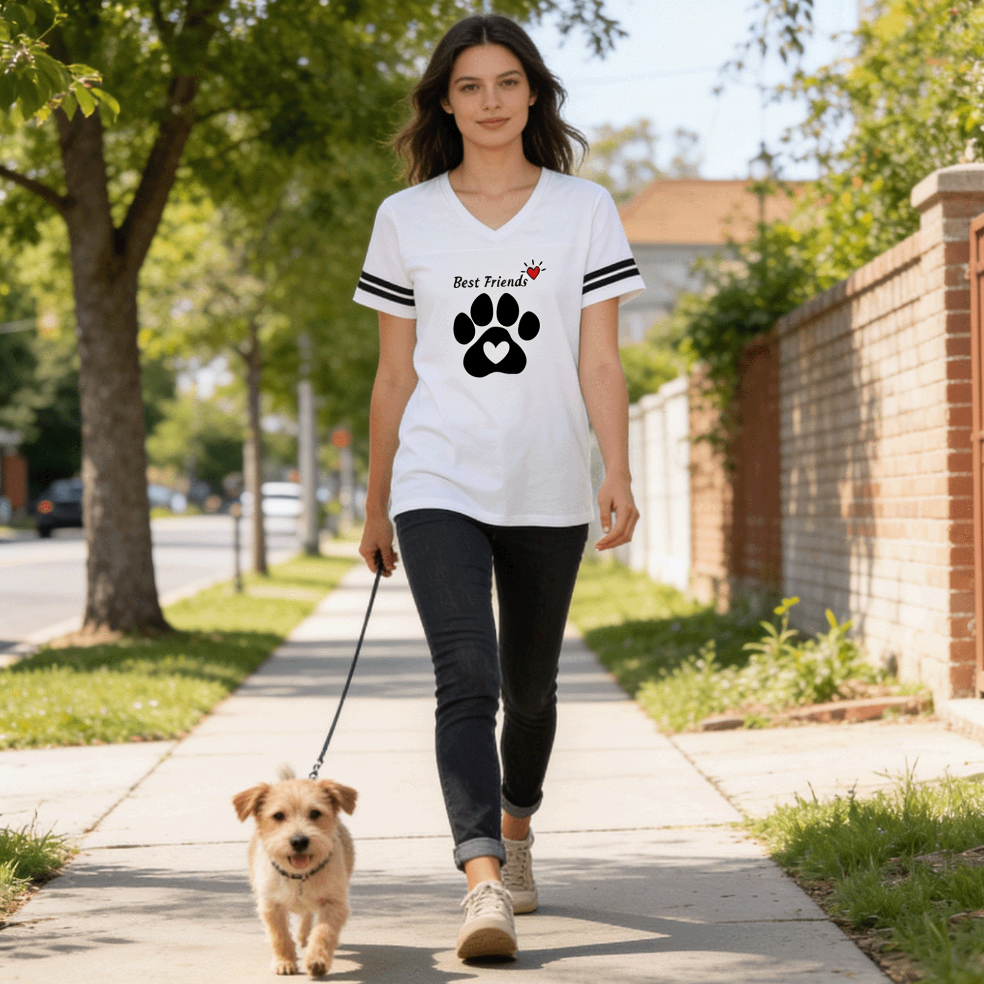 Women’s Dog Paw Best Friends Vintage Sport T-Shirt
