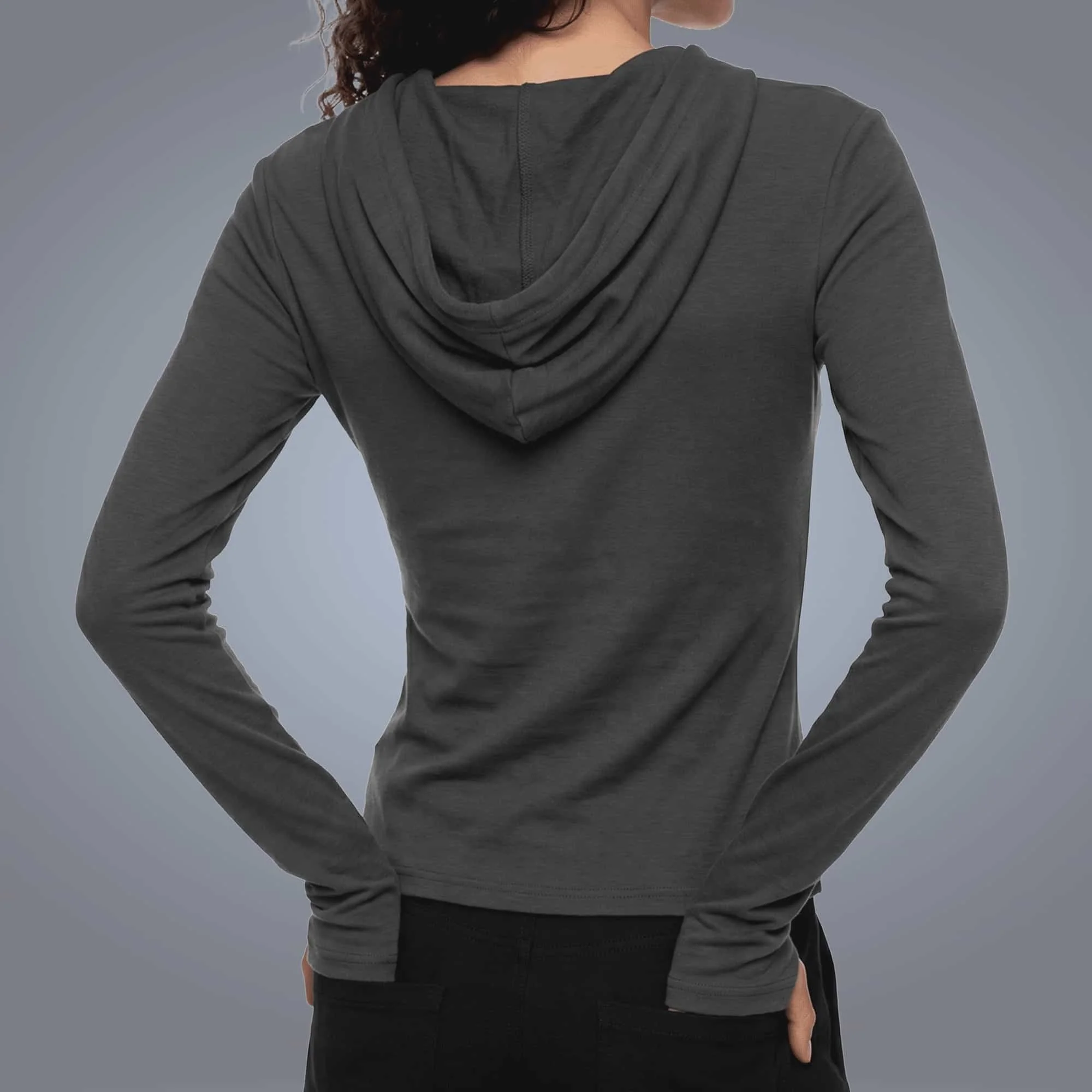 Women’s Slim Half-Button Hooded T-Shirt