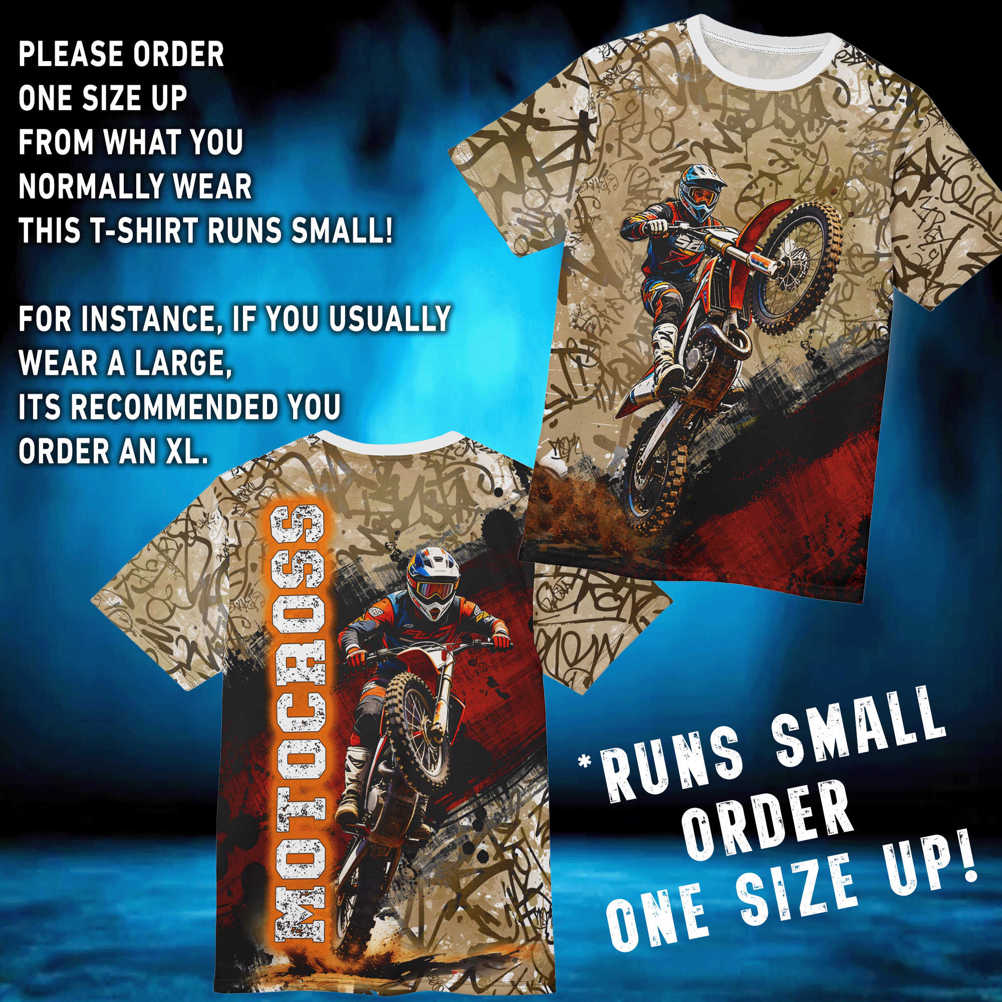 Motocross Graffiti Grunge Style T-shirt