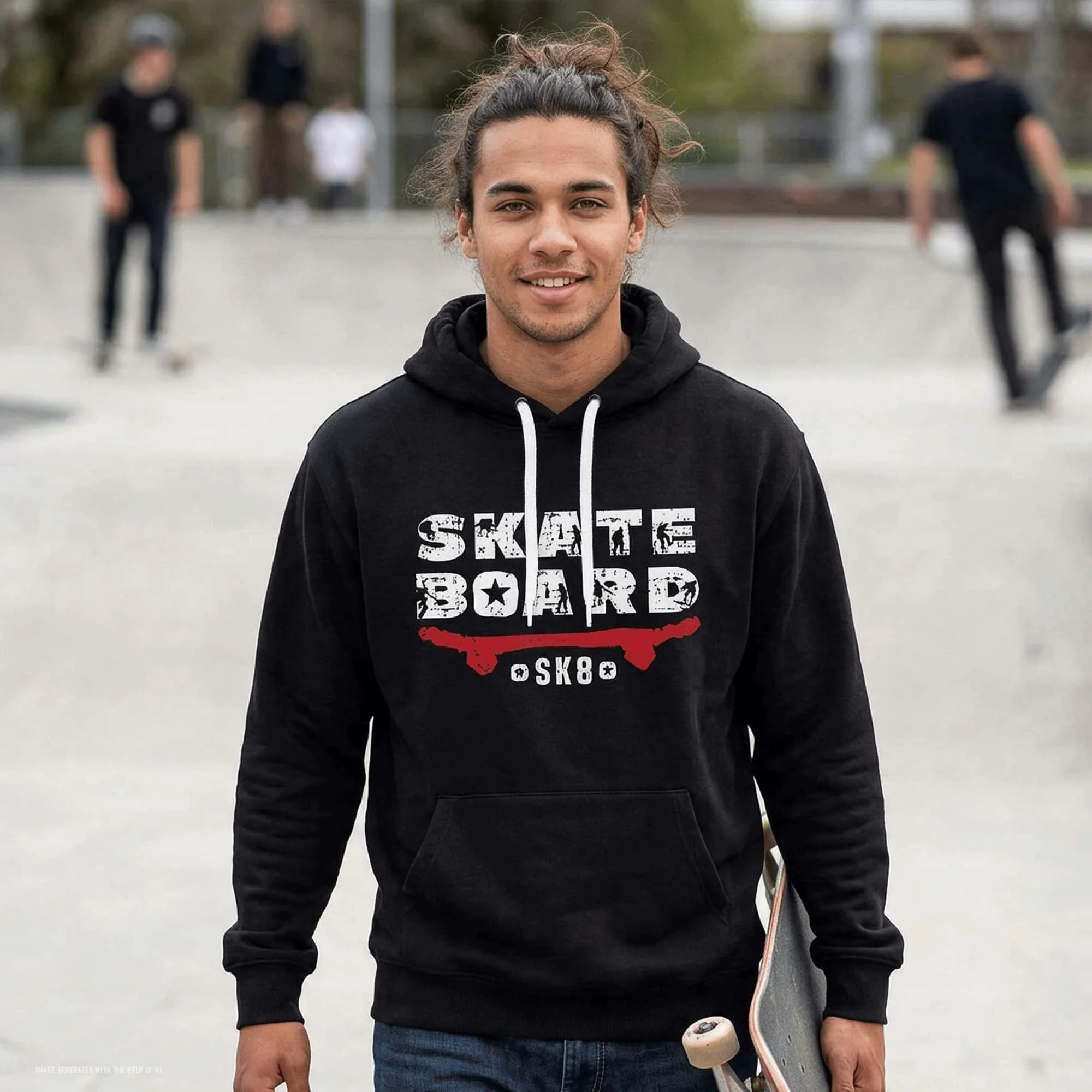 Skateboarding SK8 Unisex Icon Lightweight Loopback Terry Hooded Sweatshirt