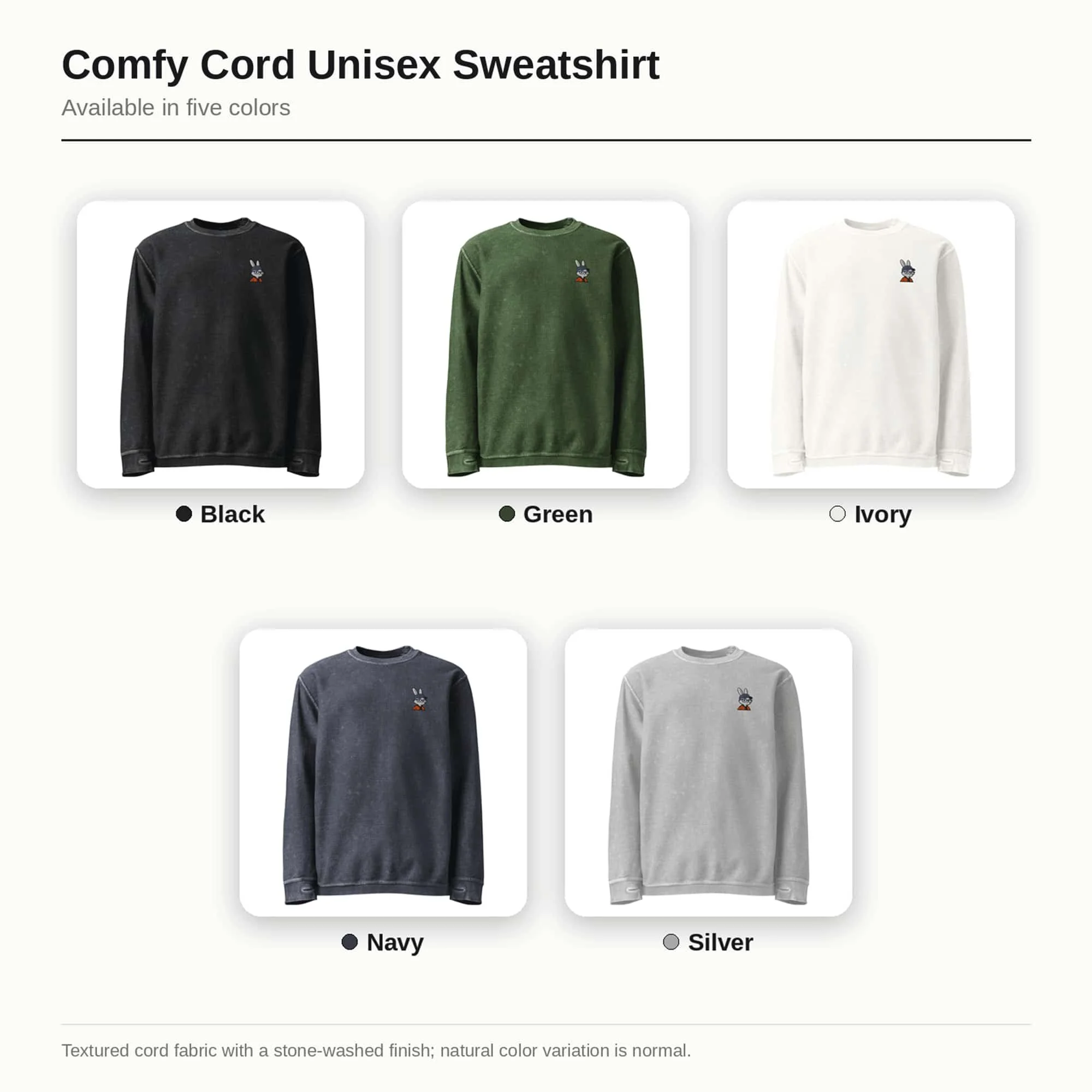 Orange Rabbit Comfy Cord Unisex Sweatshirt