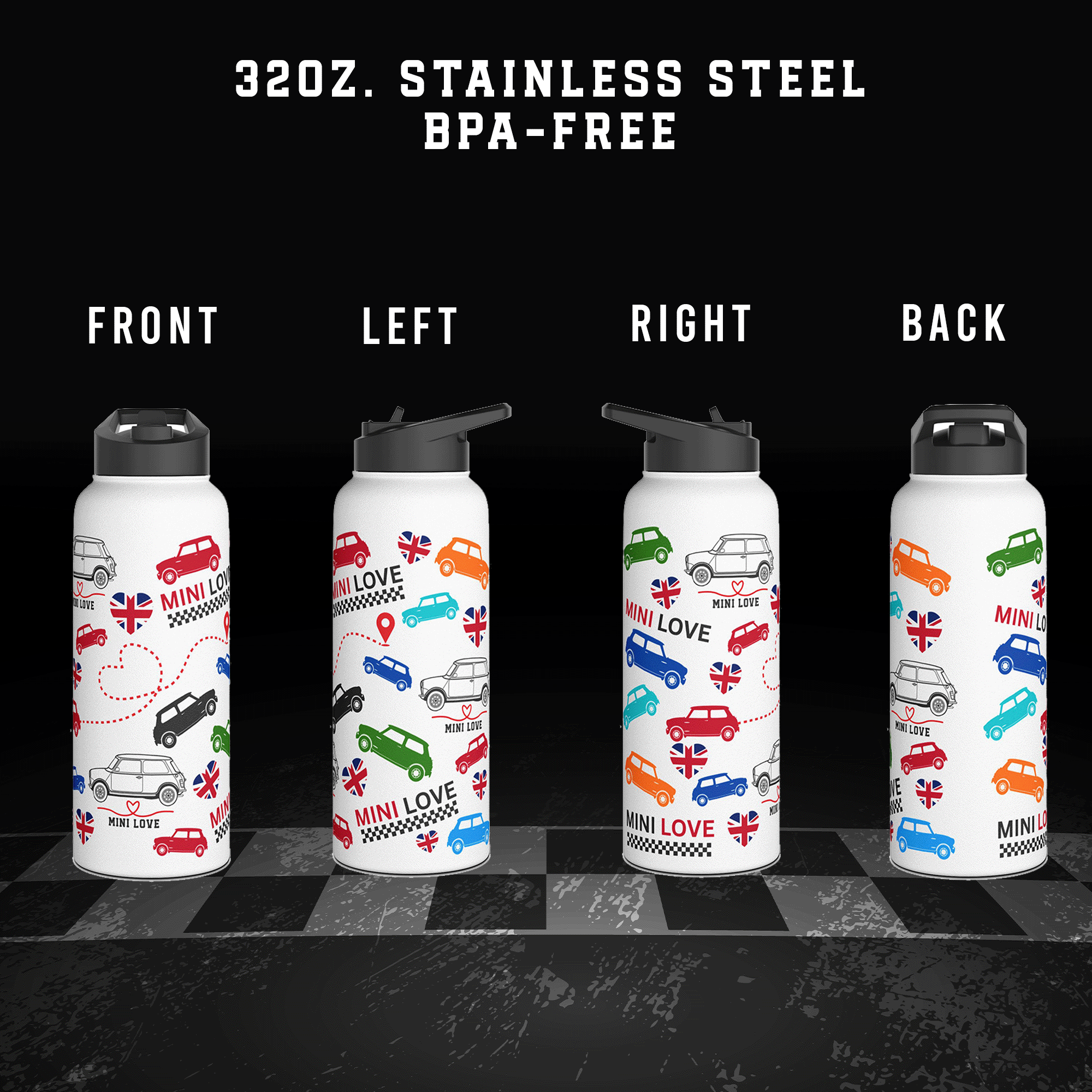 Mini Love Stainless Steel 32oz Stainless Water Bottle