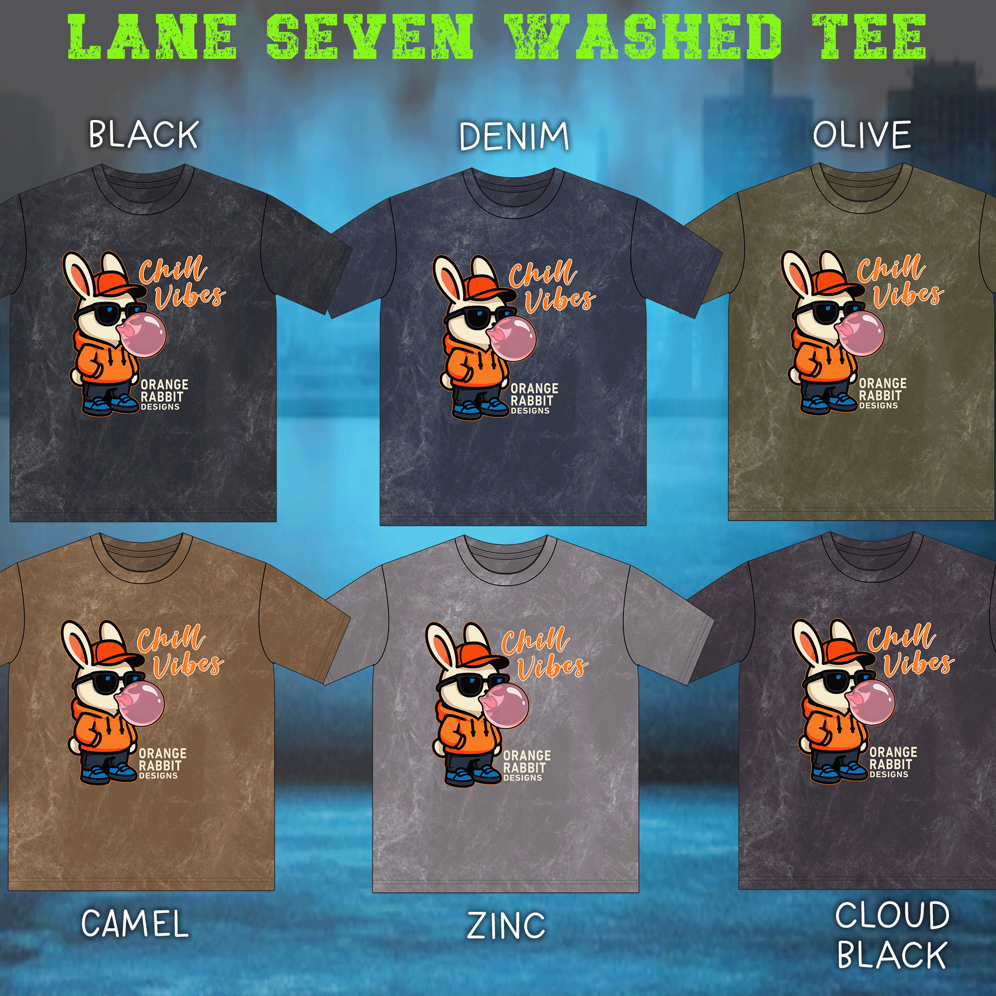 Orange Rabbit Chill Vibes Mineral Washed Tee