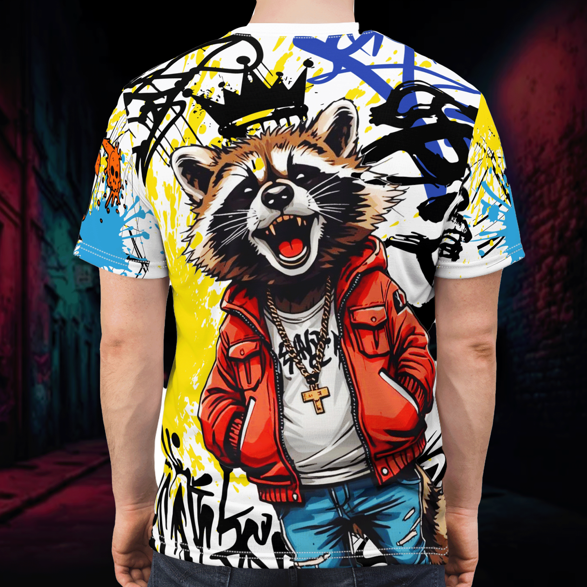 Graffiti Raccoon Streetwear T-shirt