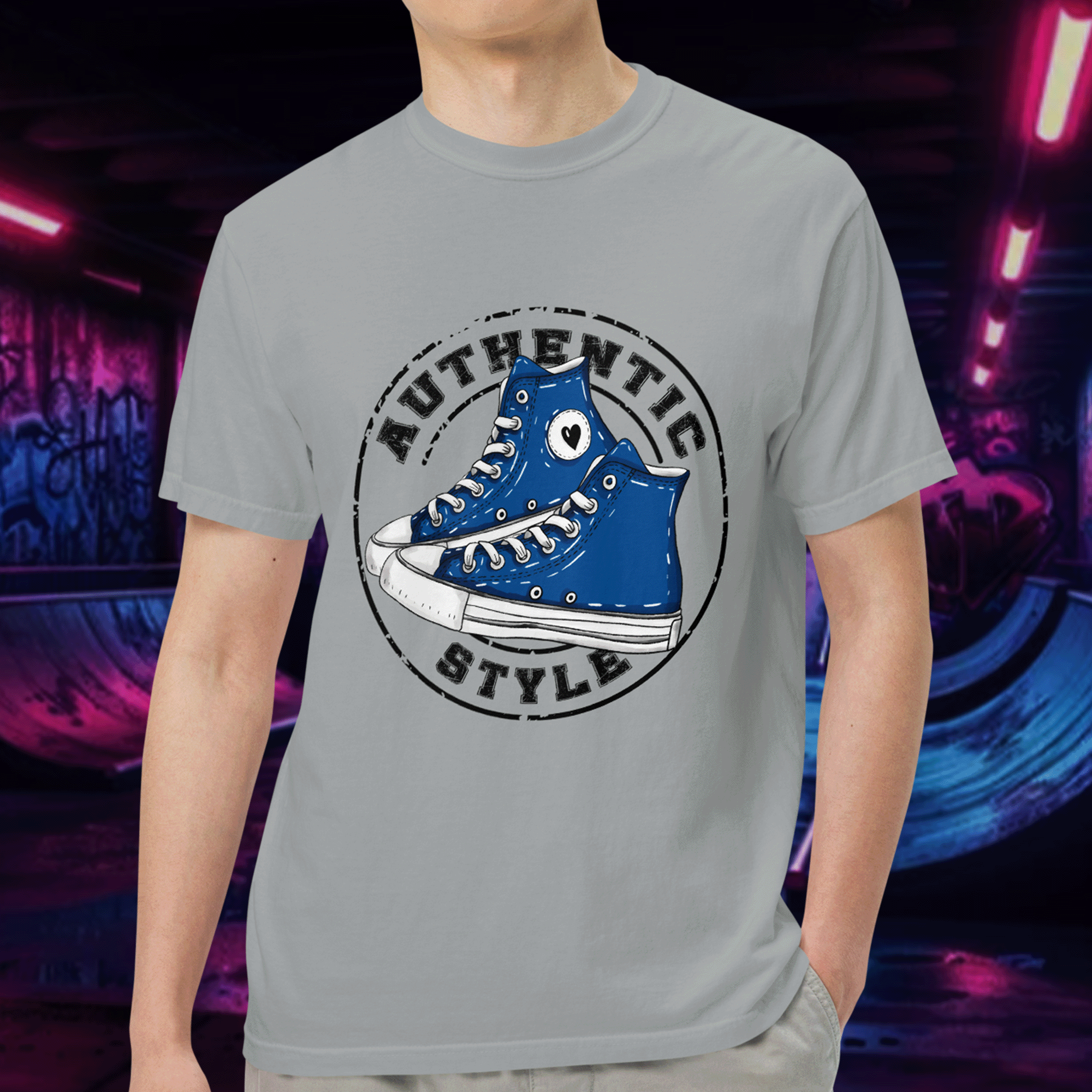 Authentic Style Blue Sneakers Tee