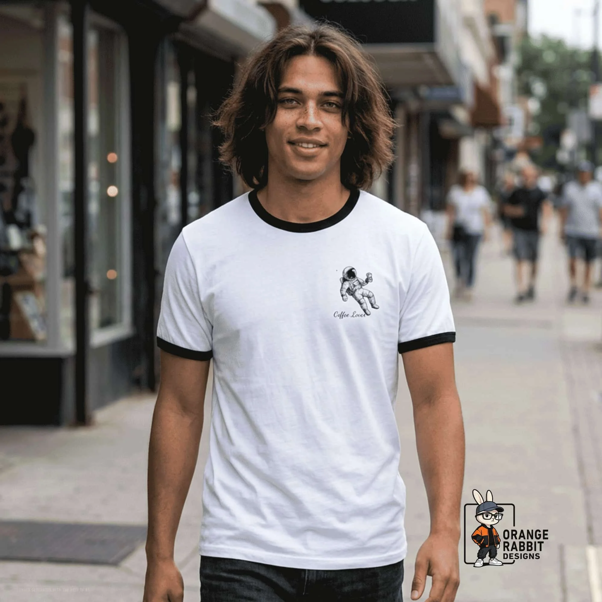 Coffee Lover Astronaut Ringer Tee