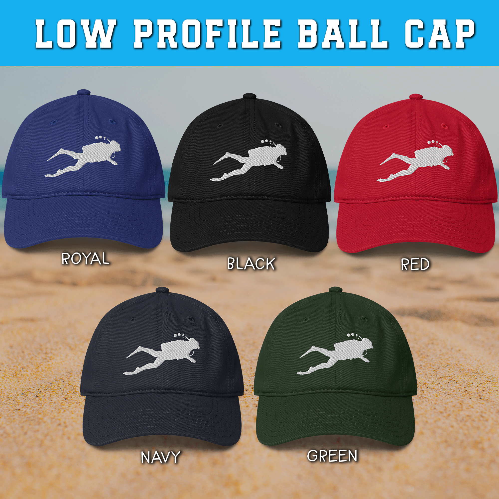 Embroidered Scuba Diver Cap