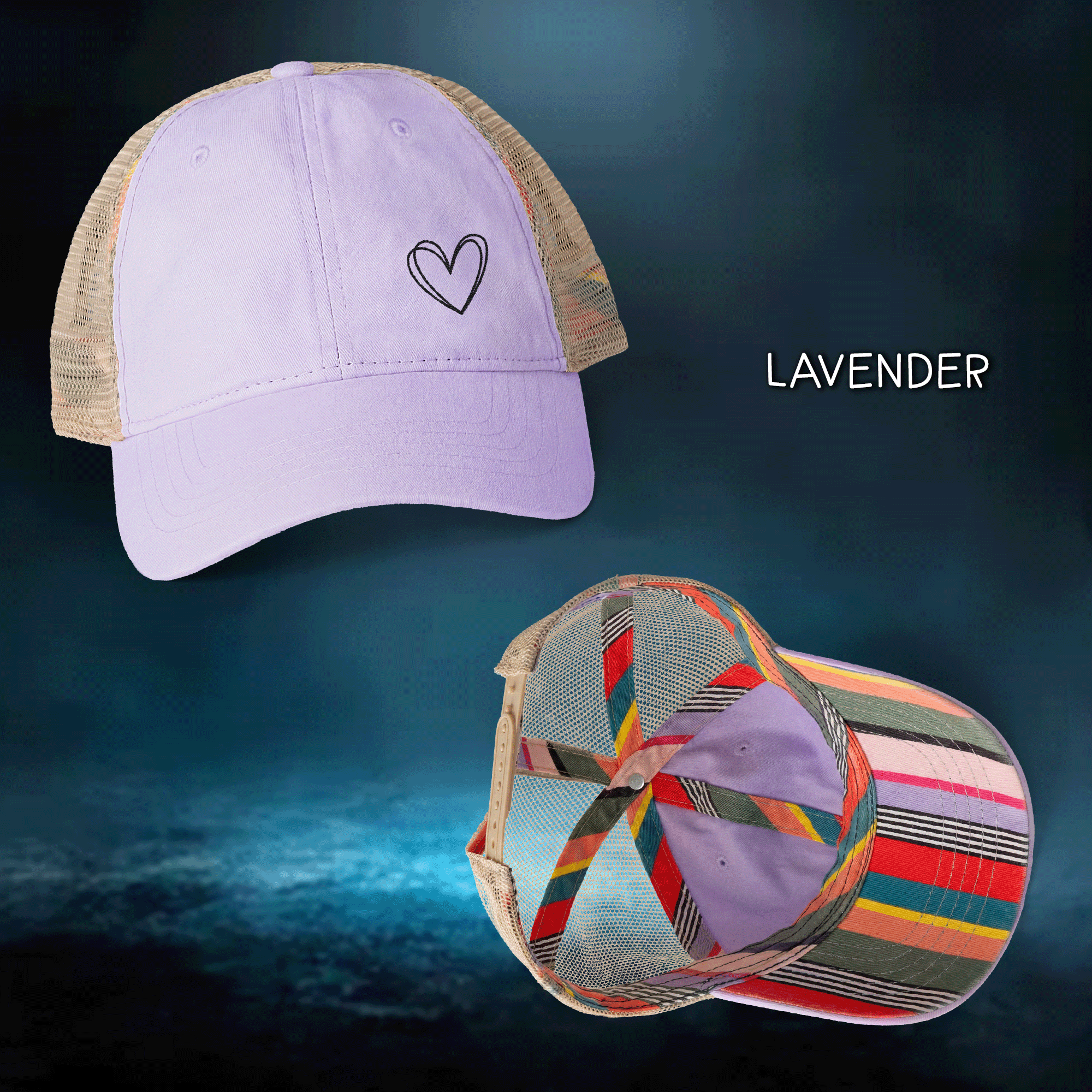 Embroidered Double Hearts Women's TESS Cap