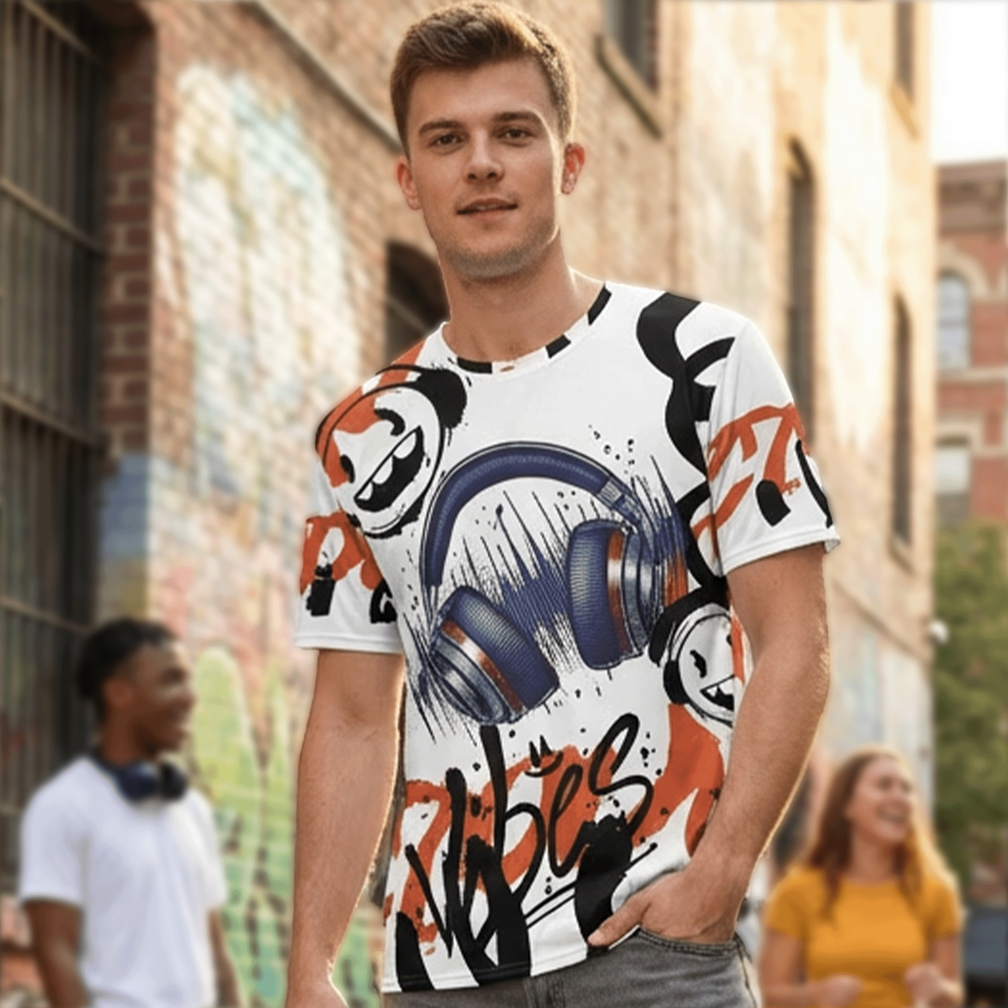 Headphones Good Vibes Graffiti Style Men’s T-shirt