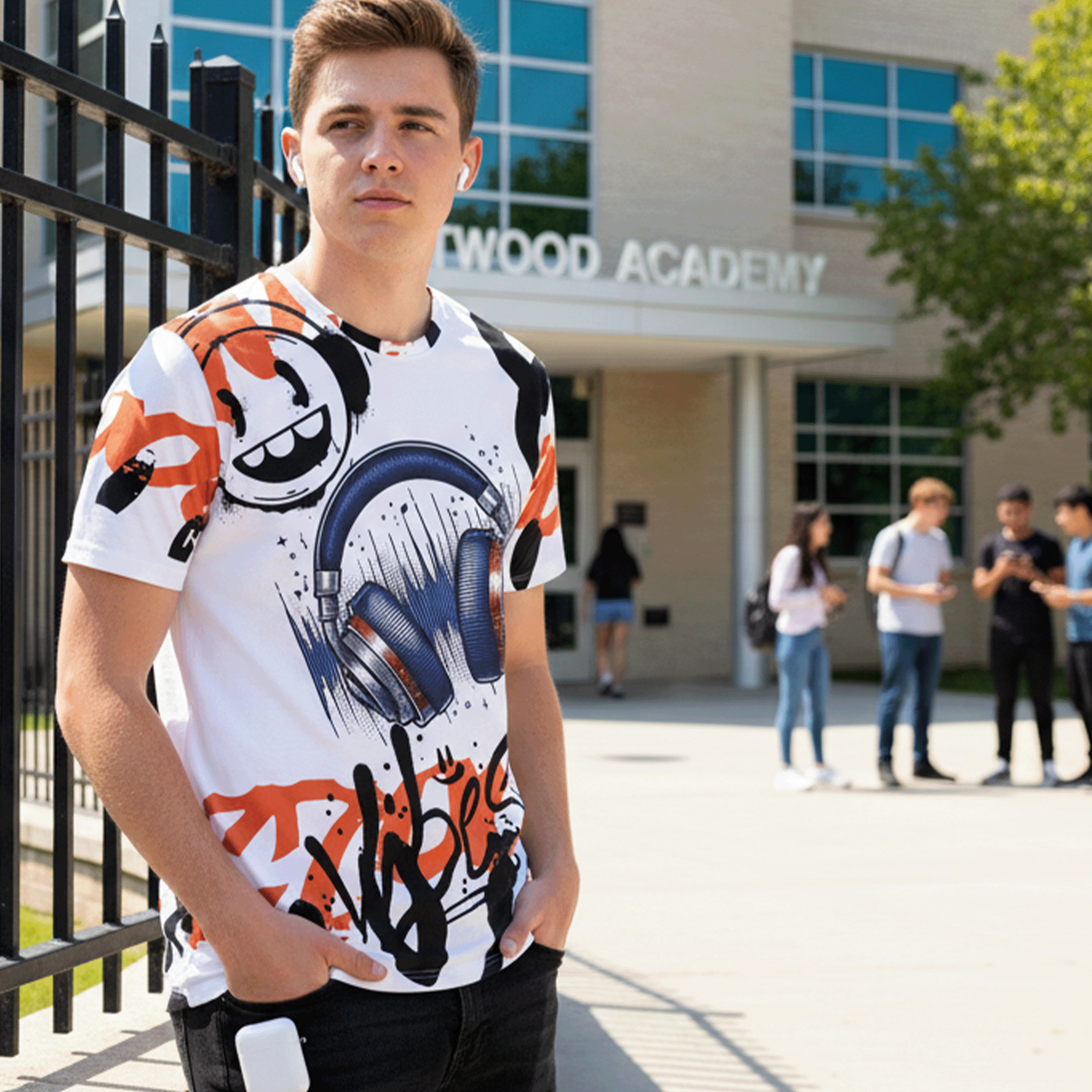 Headphones Good Vibes Graffiti Style Men’s T-shirt