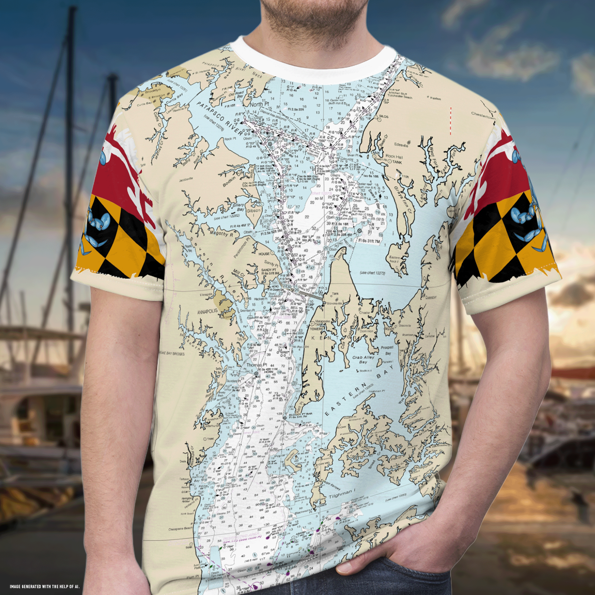 Maryland Chesapeake Bay Nautical Chart Tee