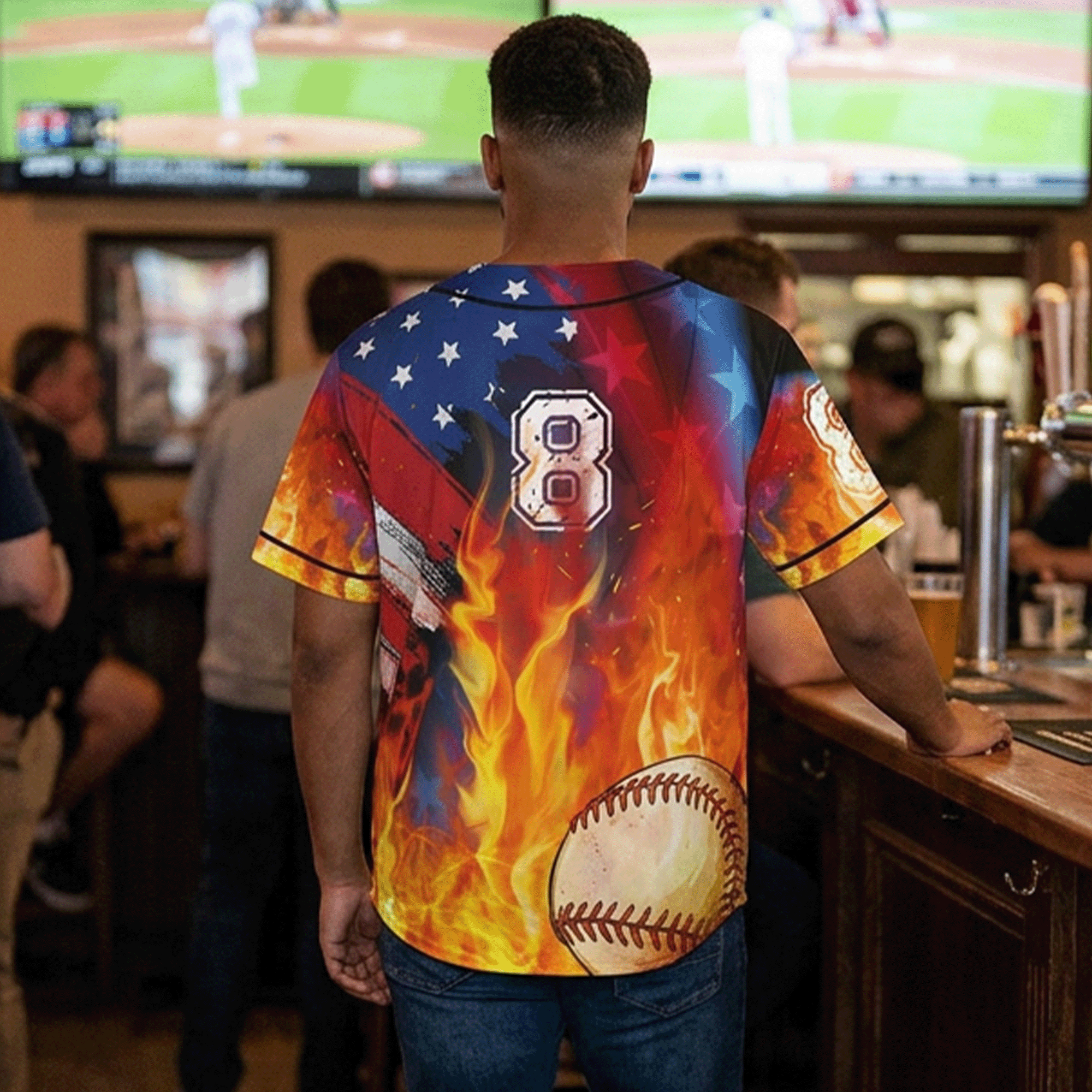 American Skull Baseball Jersey Number 8g