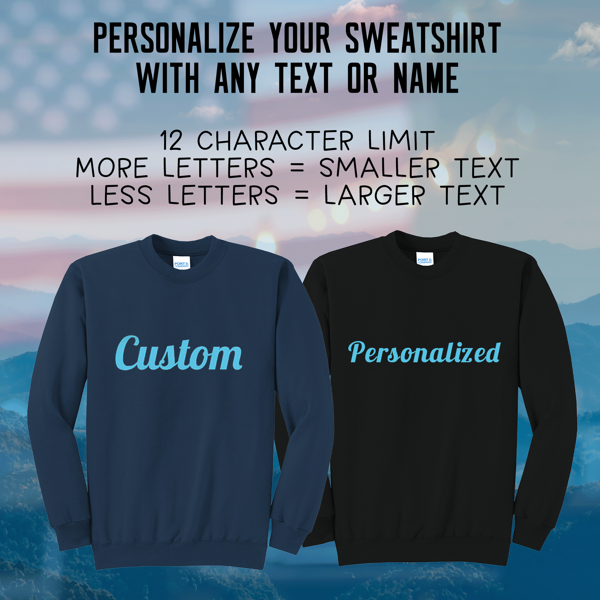Custom Name or Text Adult Core Fleece Crewneck Sweatshirt
