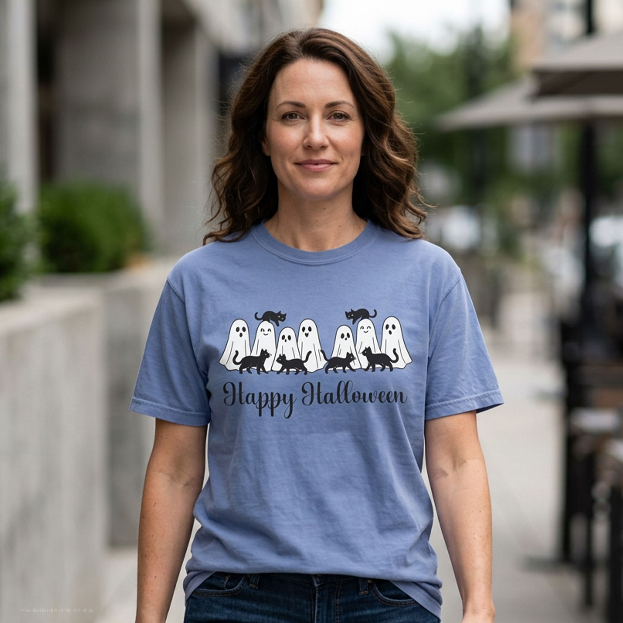 Halloween Ghosts and Curious Cats T-Shirt