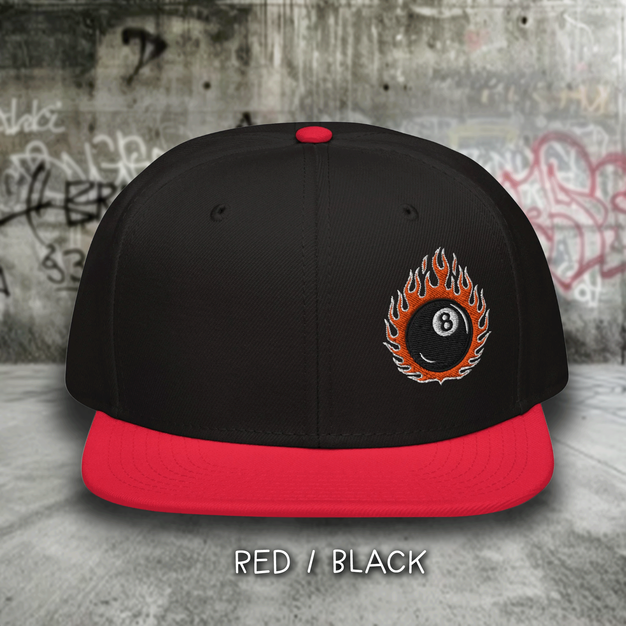 Embroidered 8 Ball Streetwear Snapback Cap