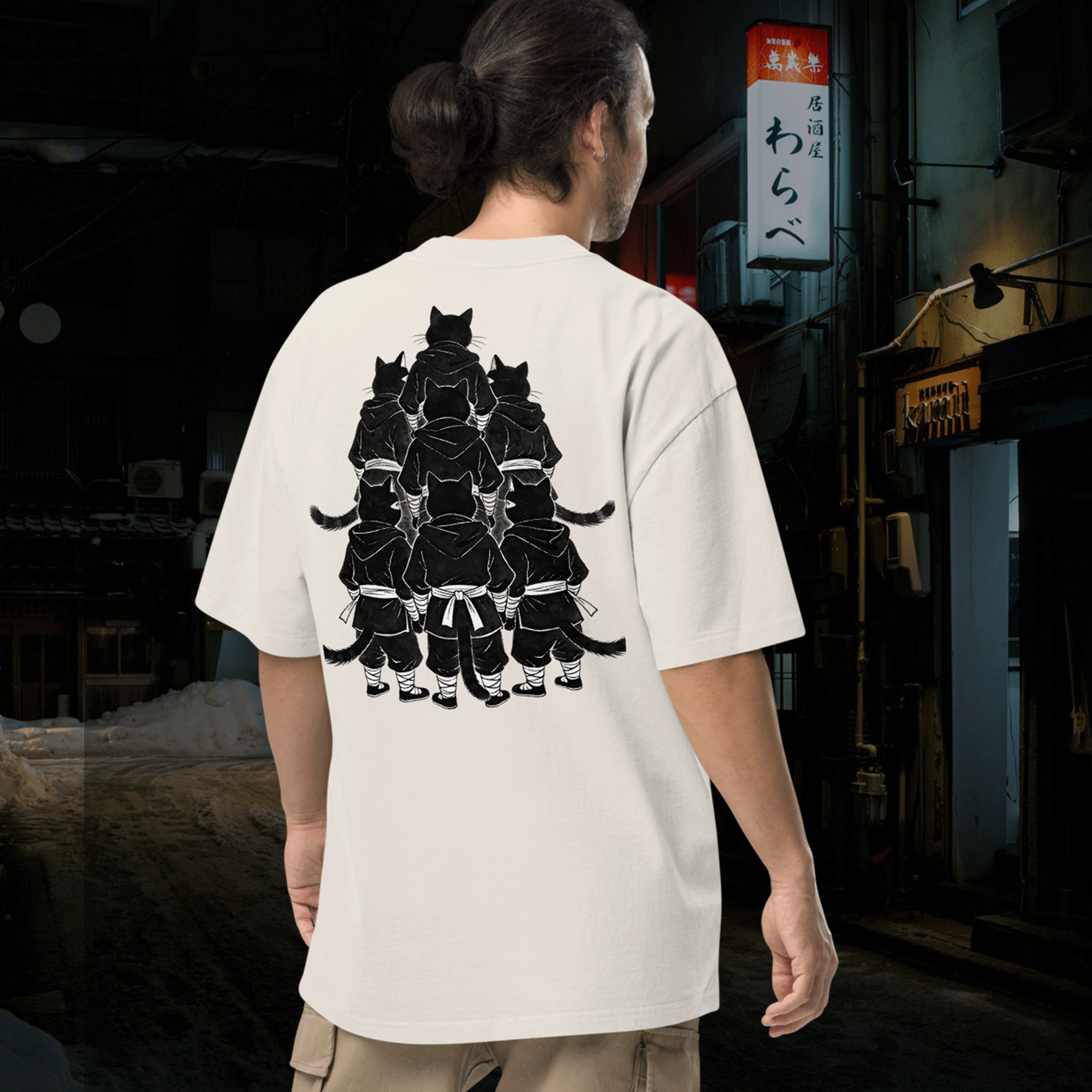 NINJA Cats Oversized Faded T-Shirt