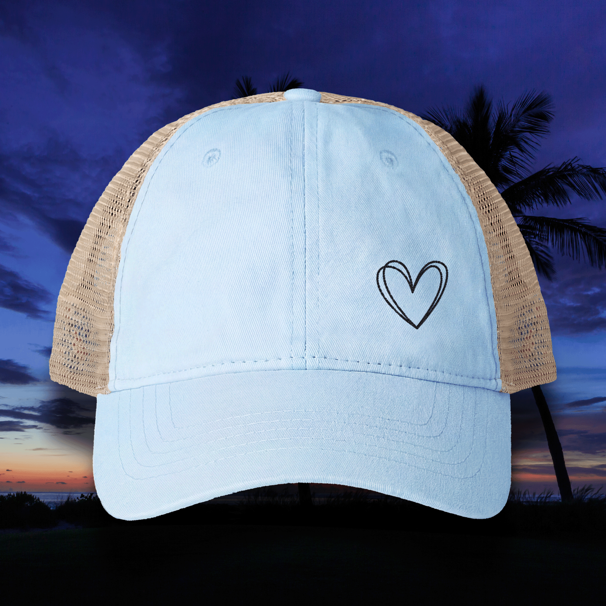 Embroidered Double Hearts Women's TESS Cap