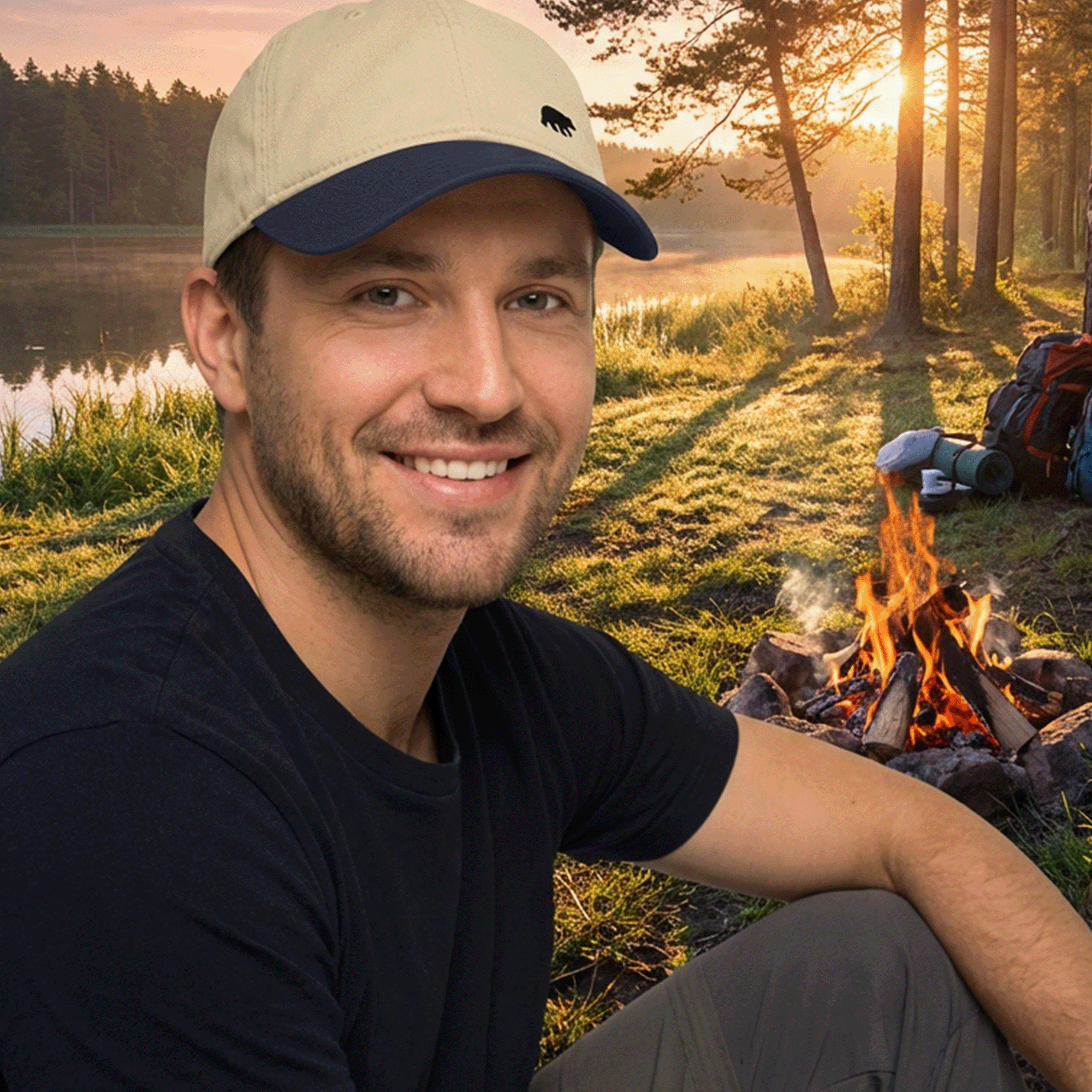 Little Black Bear Garment-Washed Cap
