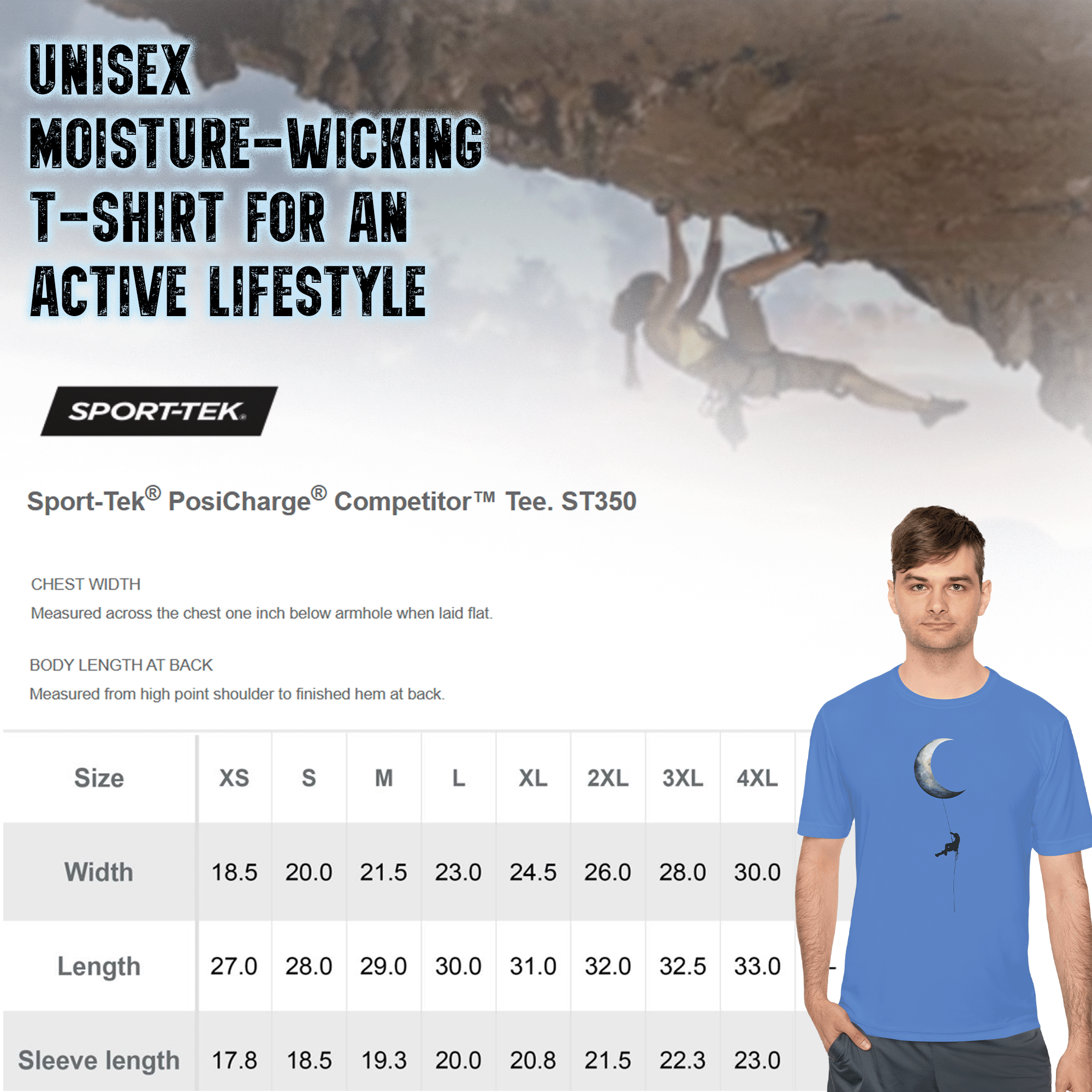 Rock Climber Crescent Moon Minimalist T-Shirt