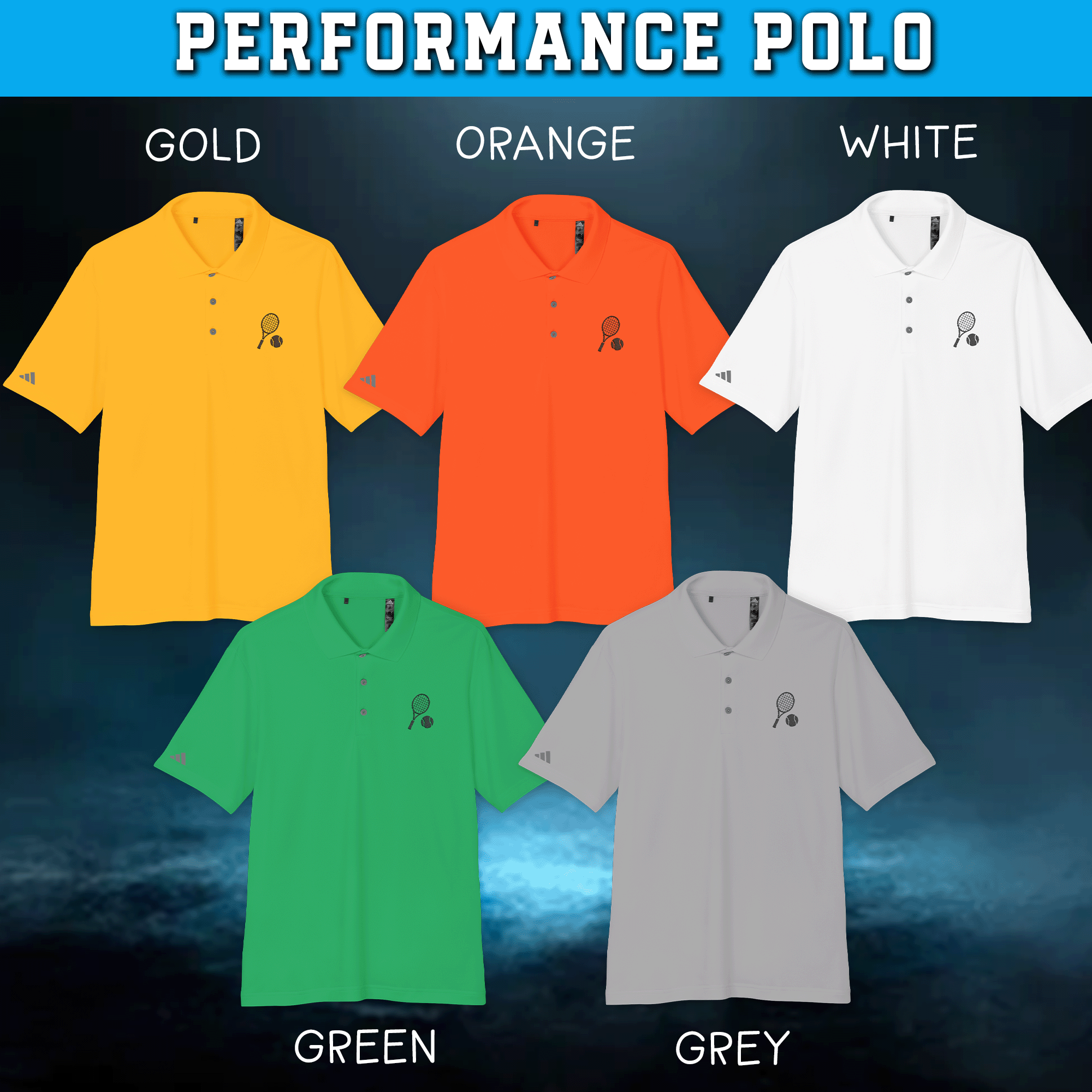 Adidas Performance Polo Embroidered Tennis Racket & Ball