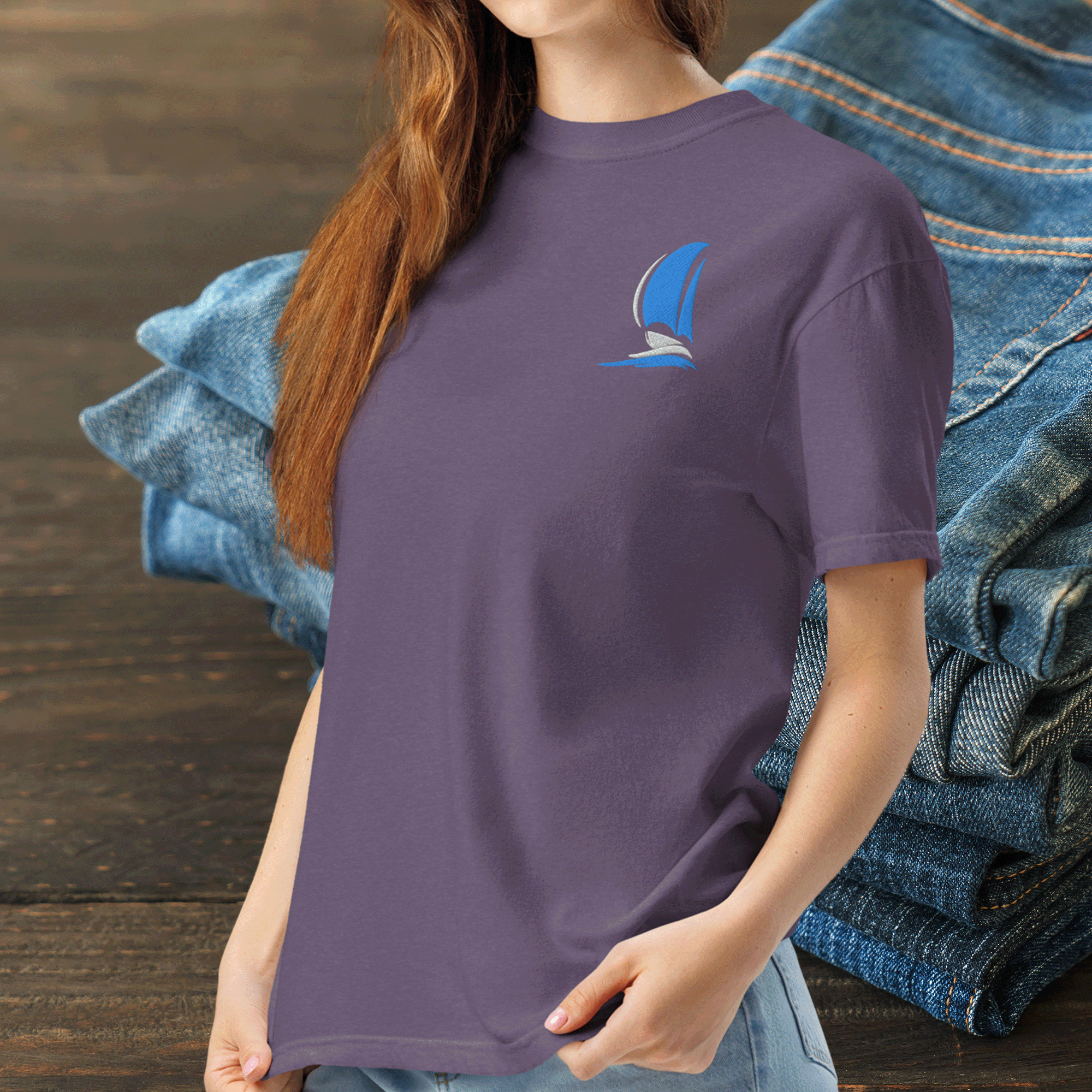 Embroidered Sailboat T-shirt