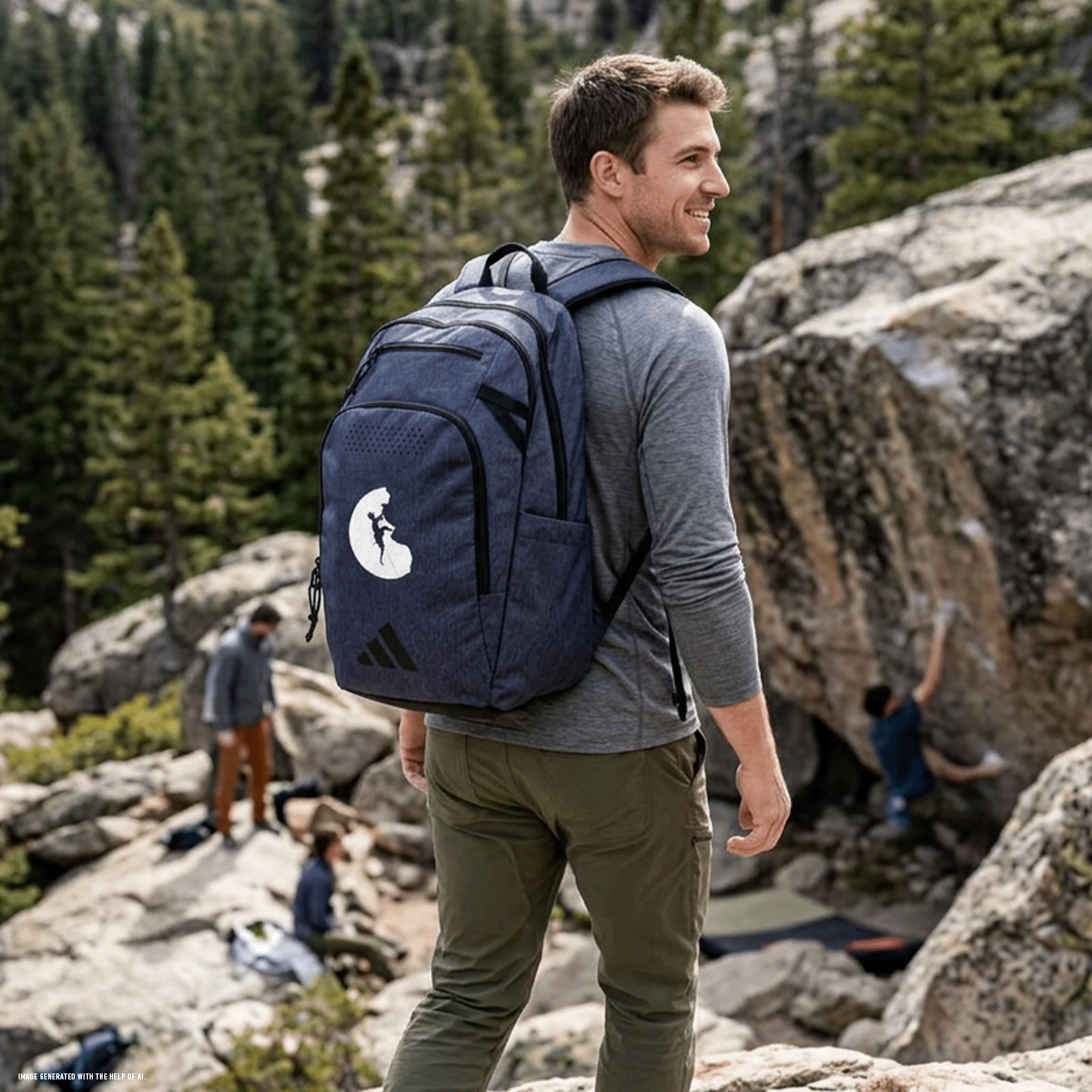 Rock Climber Embroidered Adidas Defender 5 Backpack