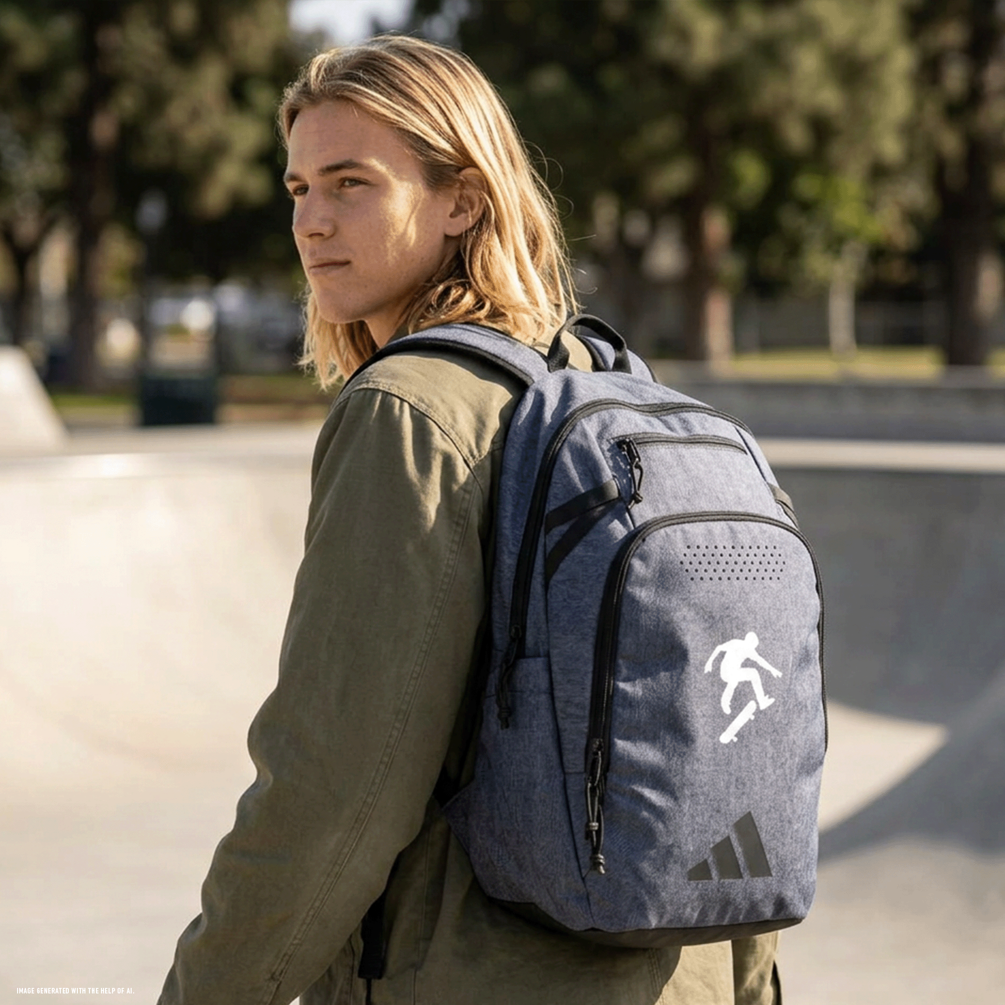 Embroidered Skateboarder Adidas Defender 5 Backpack