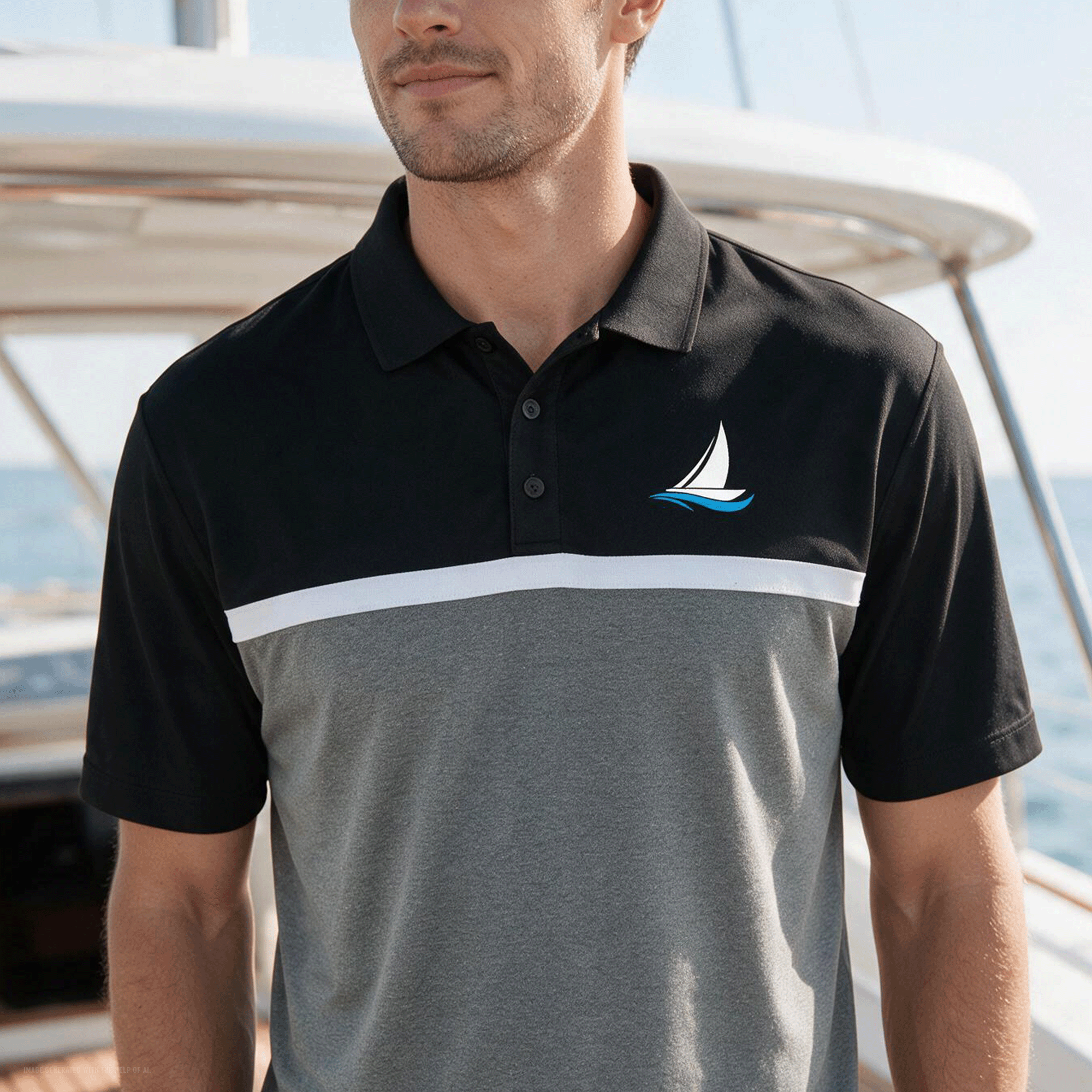 Men’s Sailboat UV Micropique Colorblock Polo