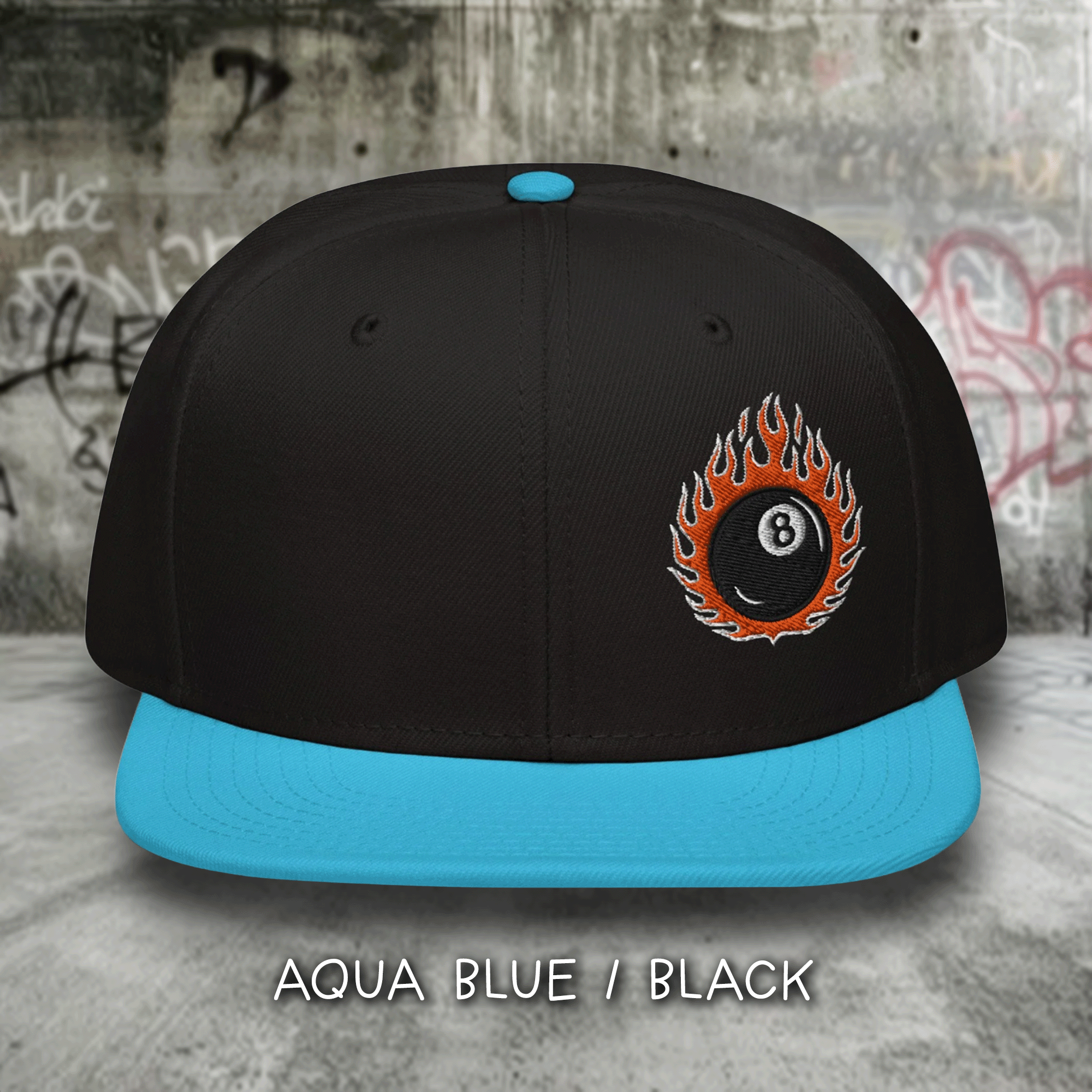 Embroidered 8 Ball Streetwear Snapback Cap