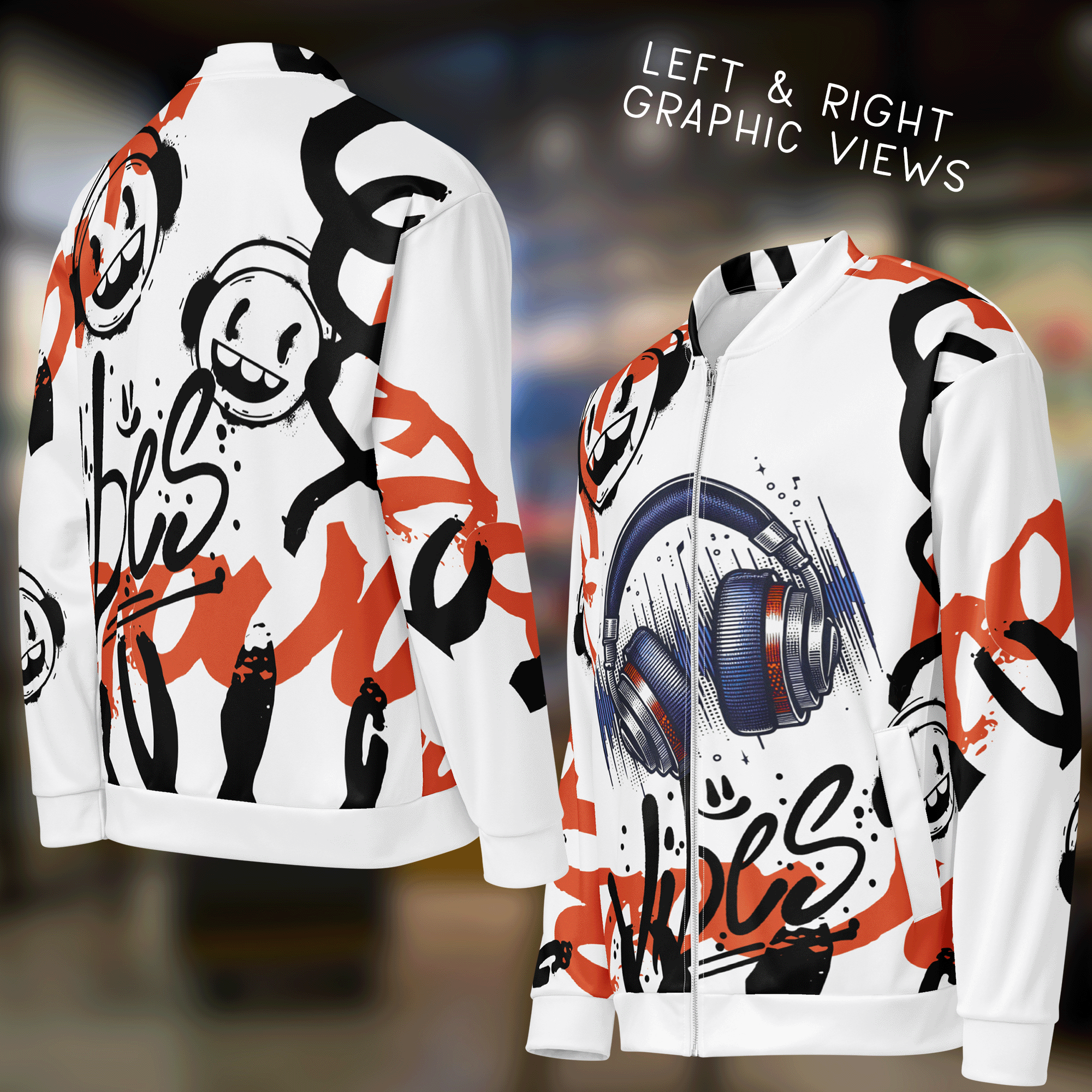 Graffiti Headphones Bomber Jacket 4.png