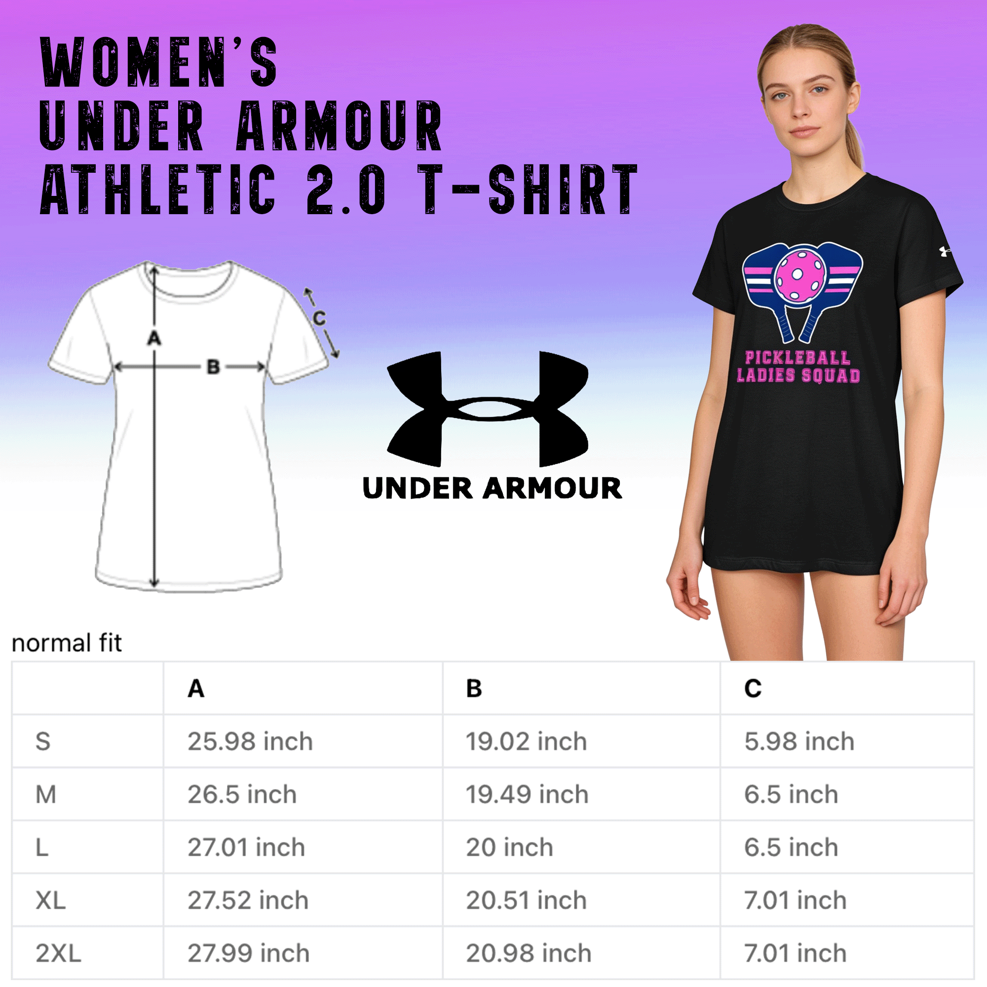 Ladies Pickleball Under Armour Athletic 2.0 T-Shirt