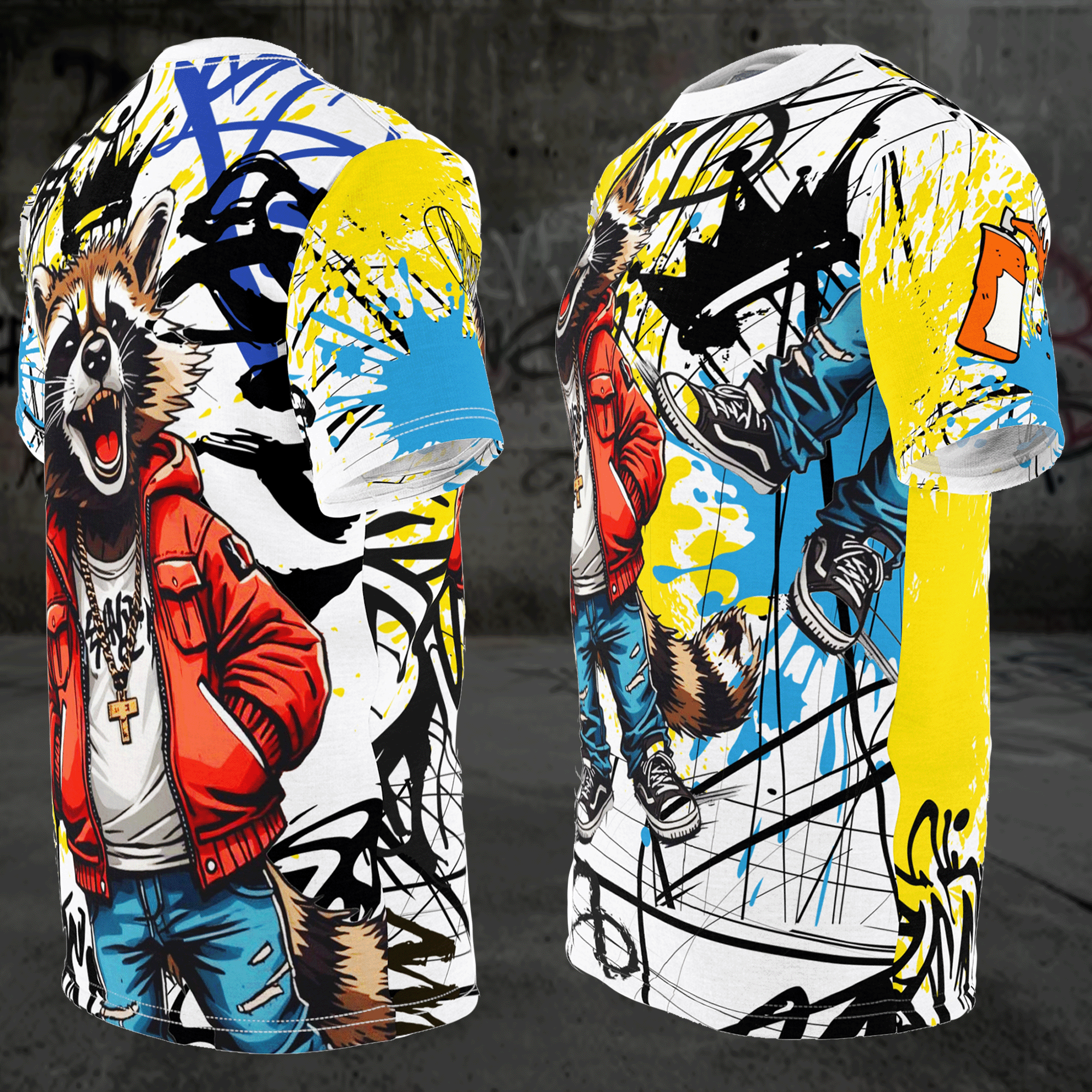 Graffiti Raccoon Streetwear T-shirt