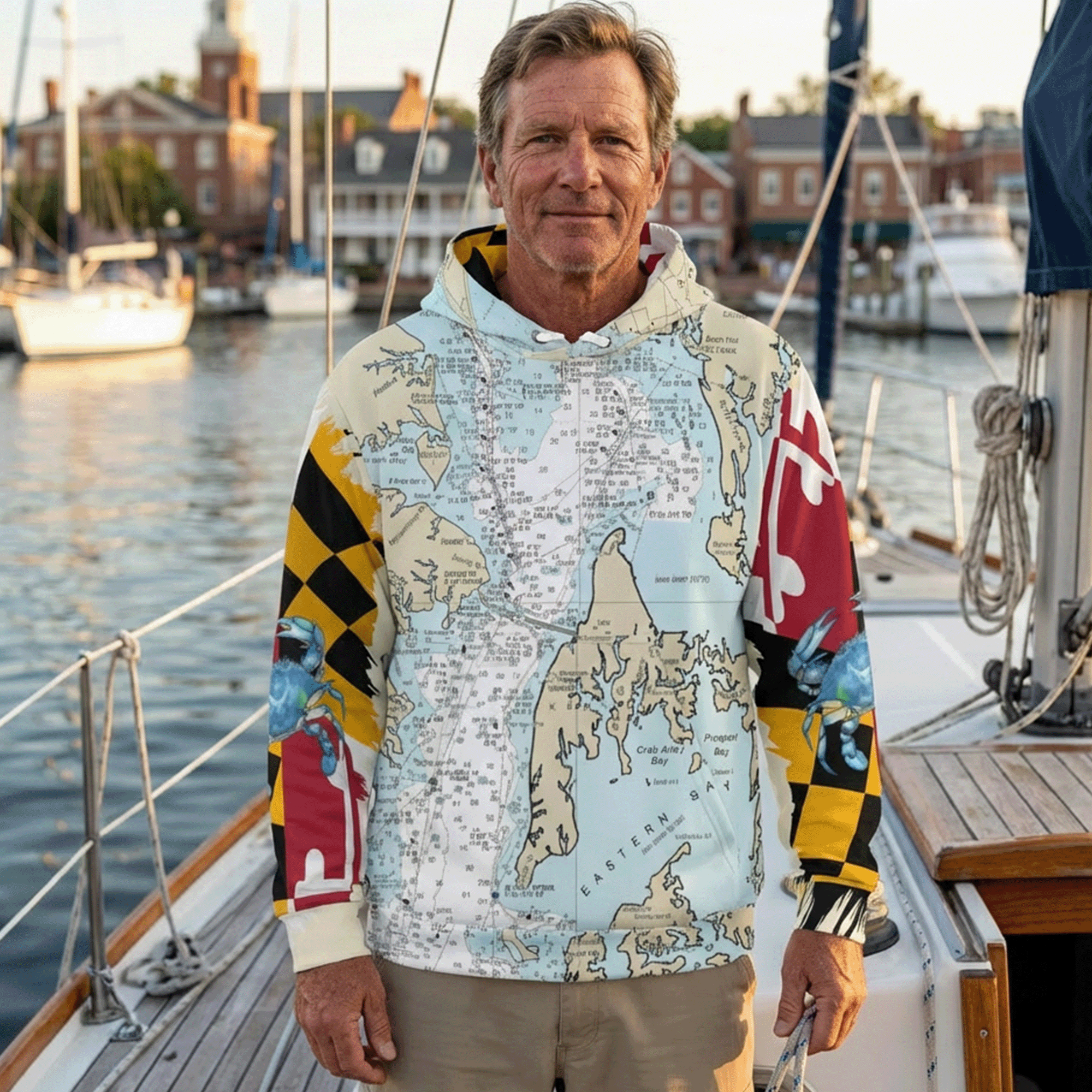 Chesapeake Bay Nautical Chart Hoodie
