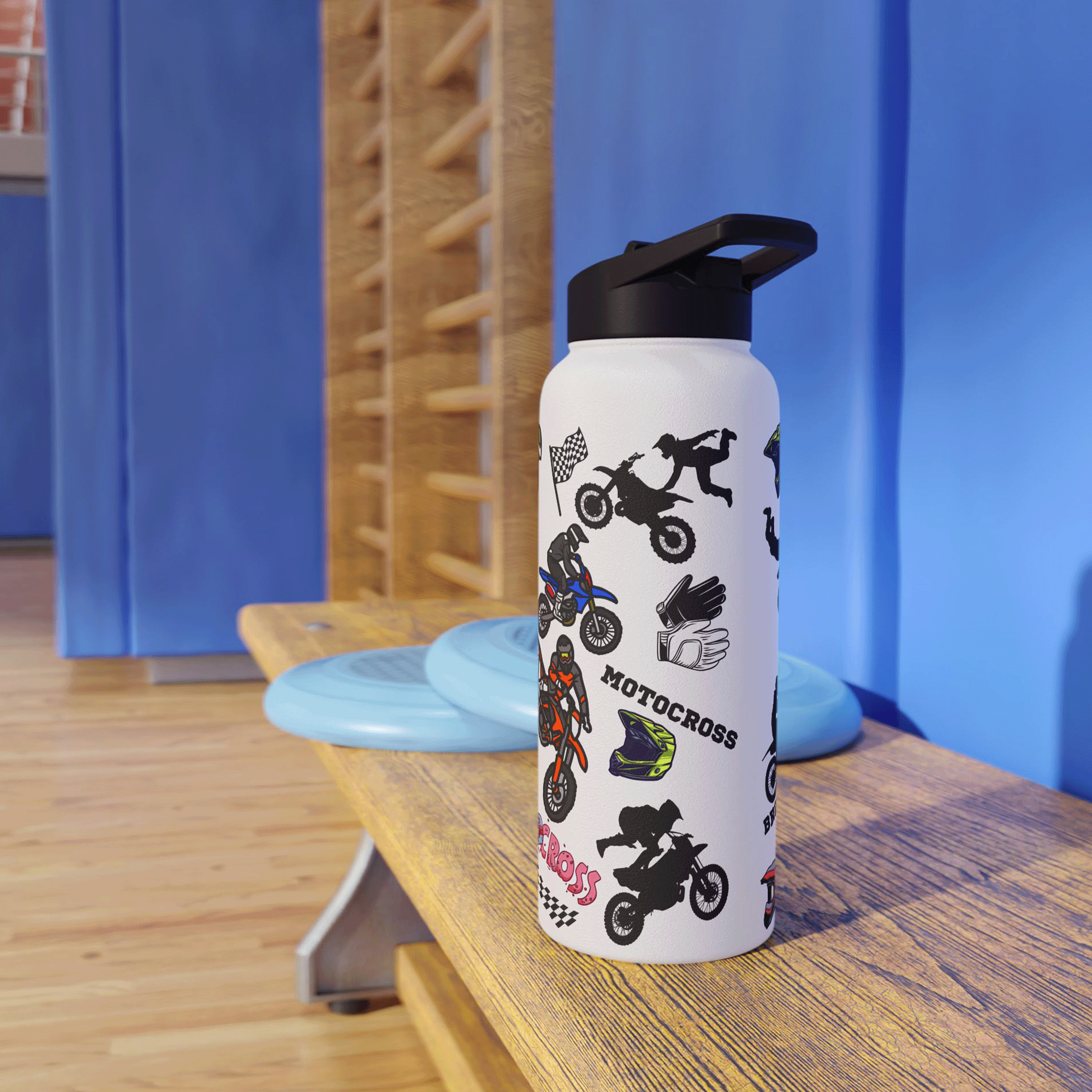 Motocross 32oz Stainless Steel Sports Bottle
