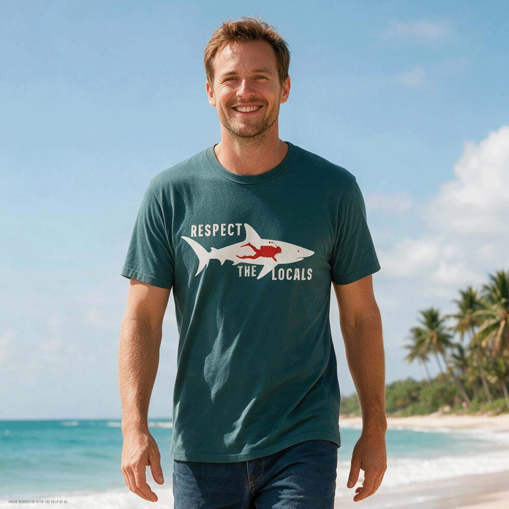 Respect the Locals Shark Recycled T‑Shirt
