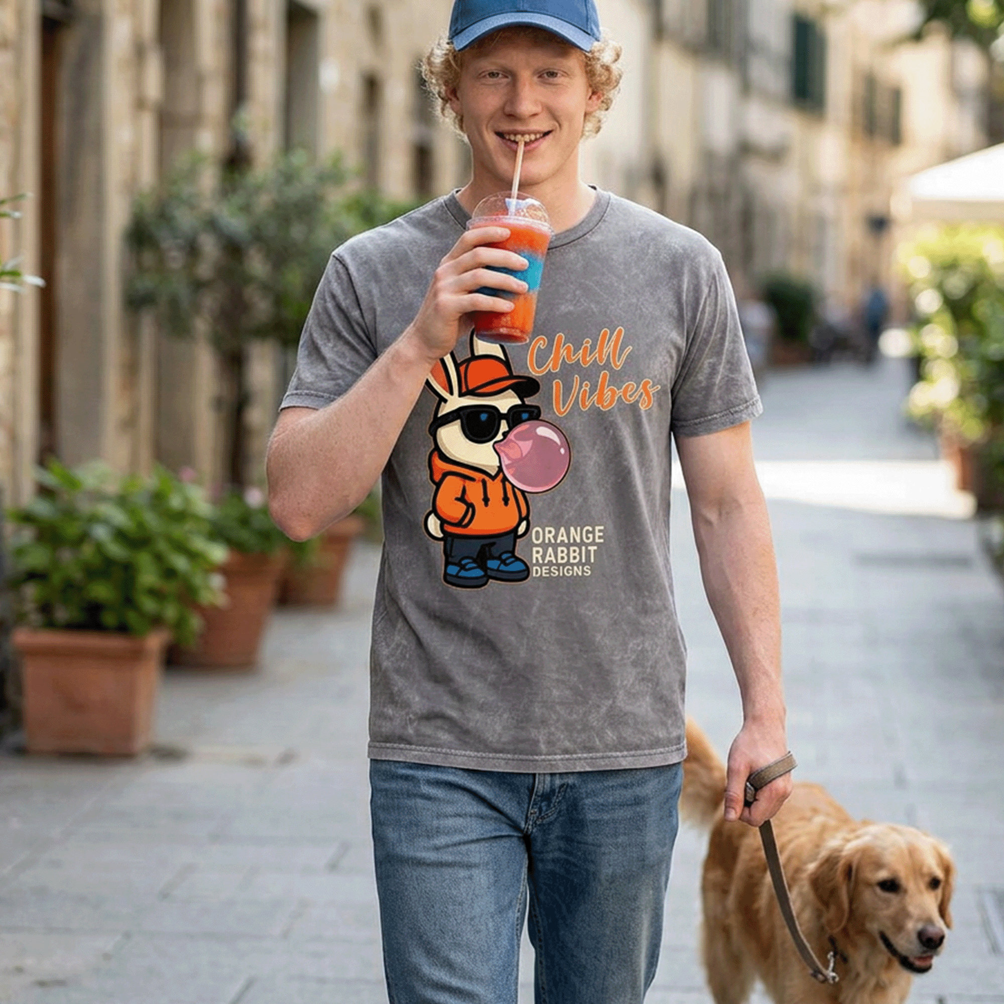 Orange Rabbit Chill Vibes Mineral Washed Tee