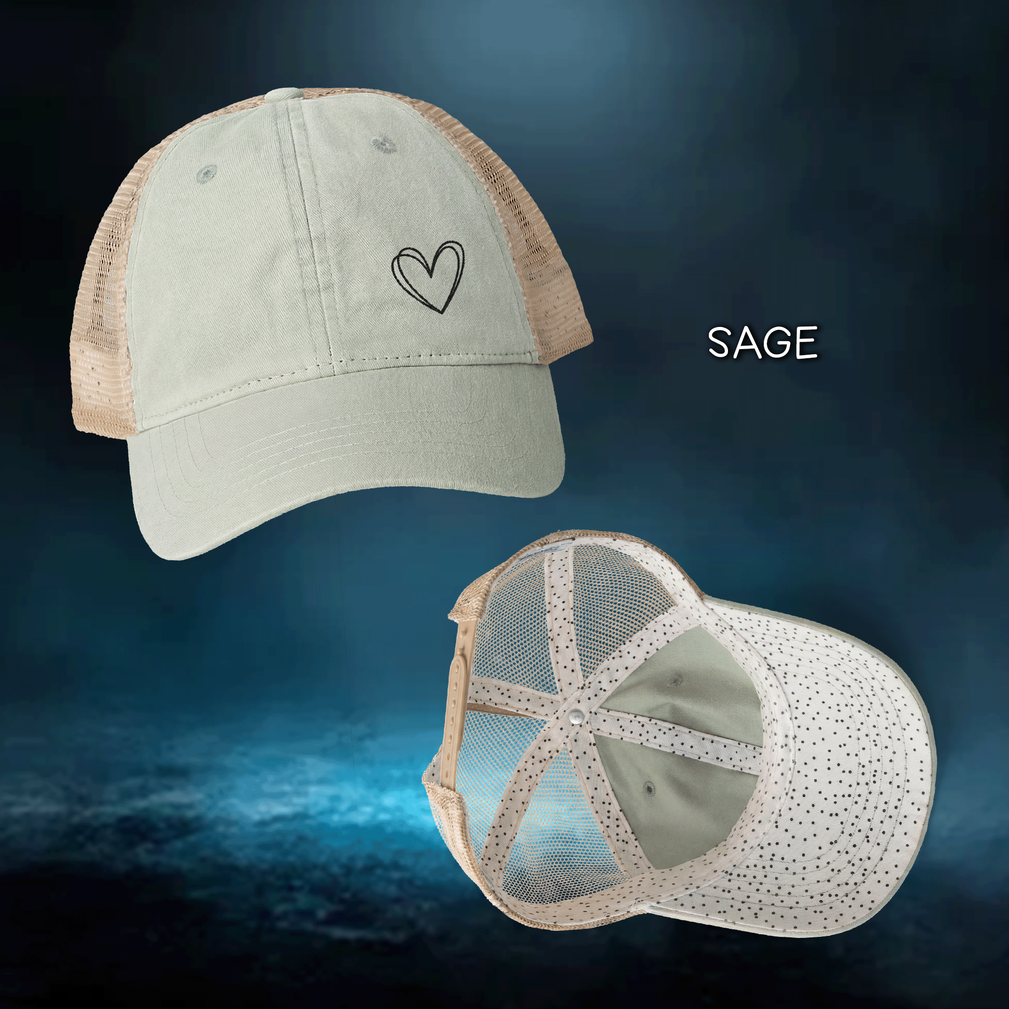 Embroidered Double Hearts Women's TESS Cap