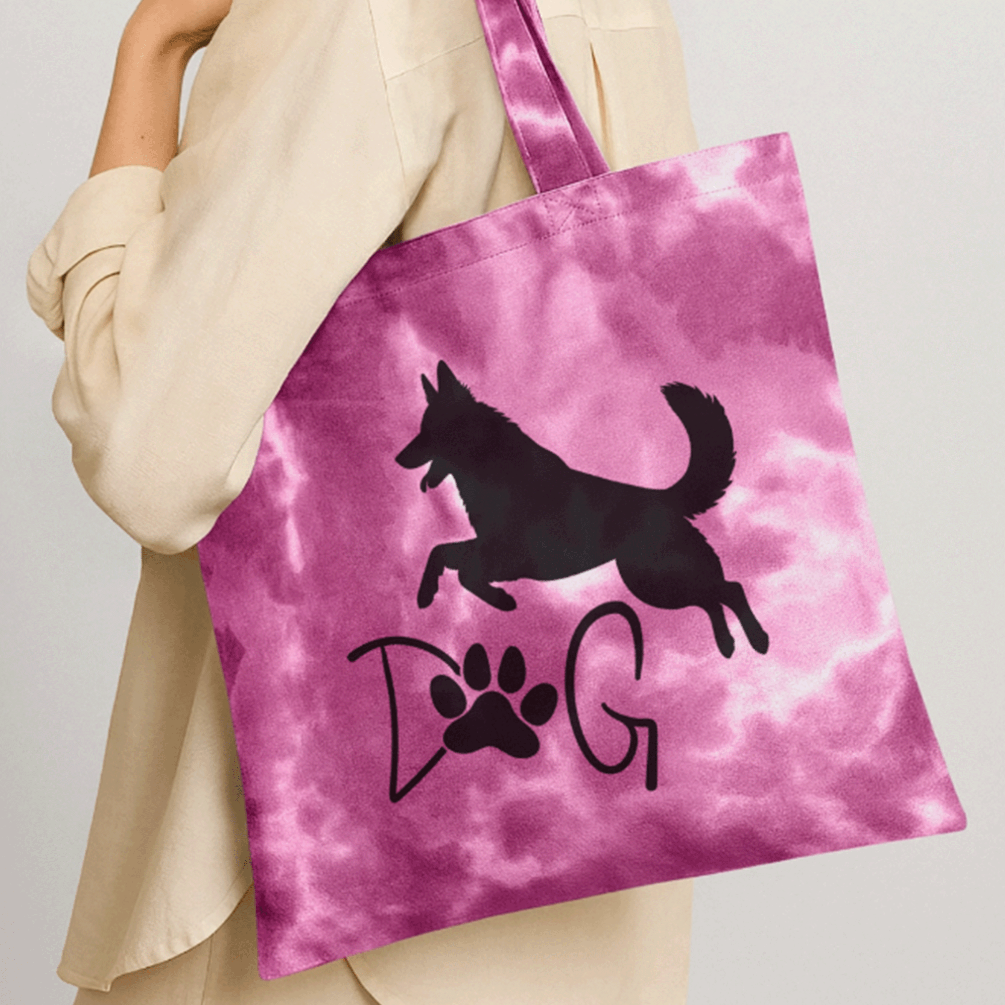 Dog Tie Dye Tote Bag
