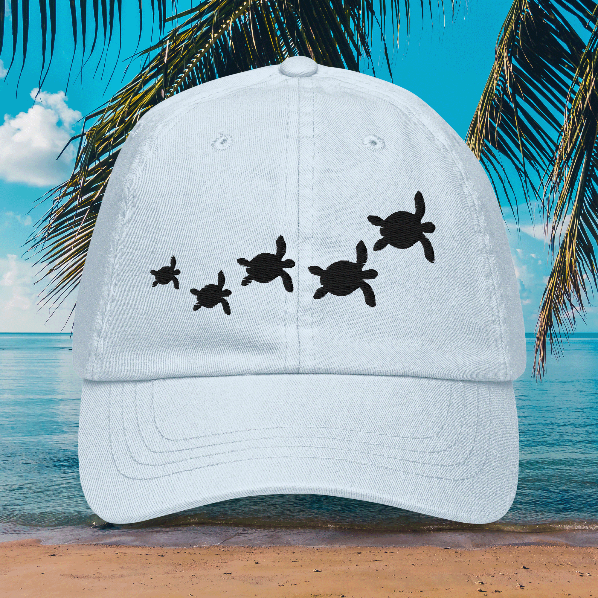 Embroidered Sea turtles Pastel Summer Cap