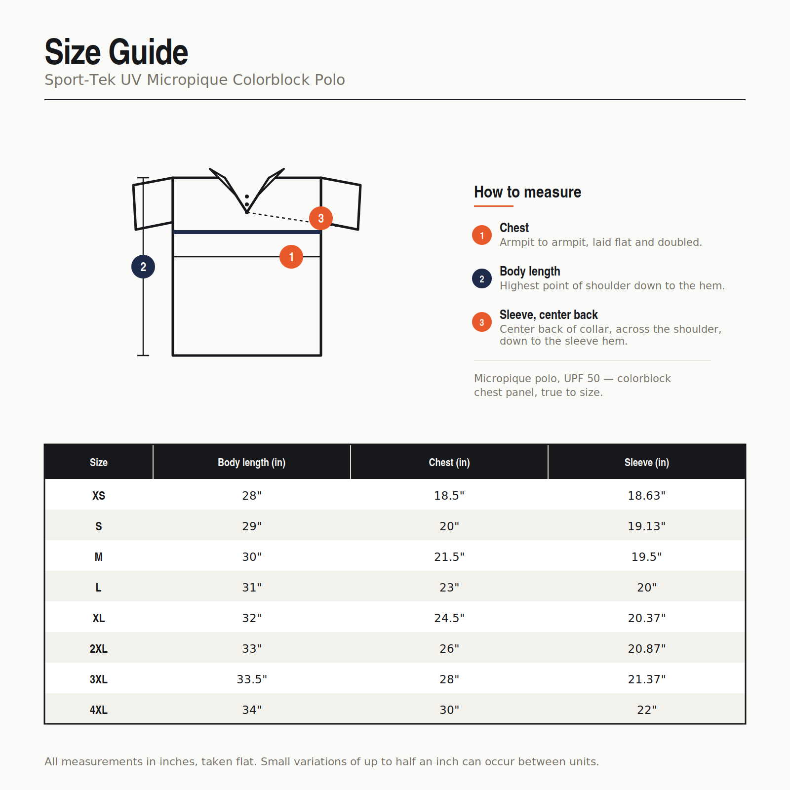 Orange Rabbit Sizing chart
