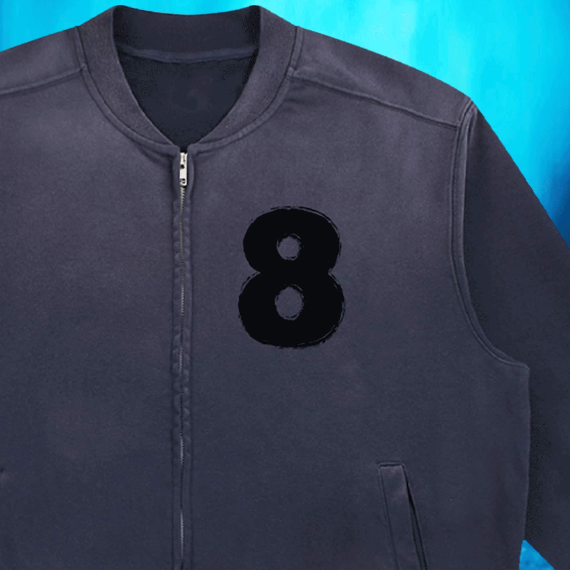 Grunge Number 8 Sun Faded Heavyweight Baseball Jacket