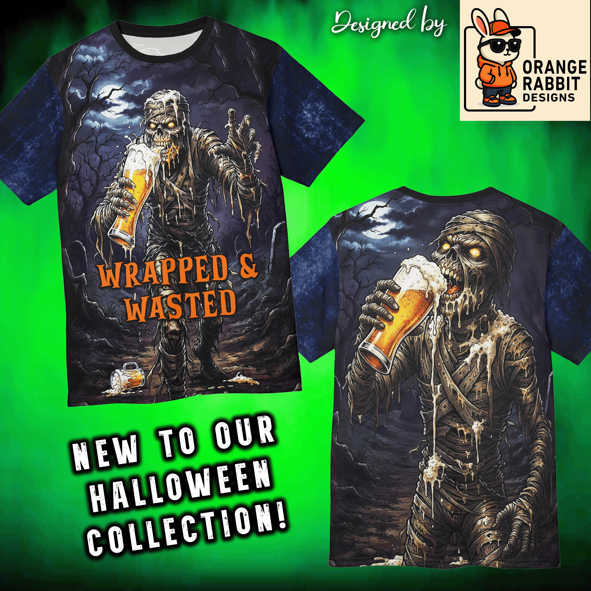 Mummy Beer Graphic All-Over Print Tee