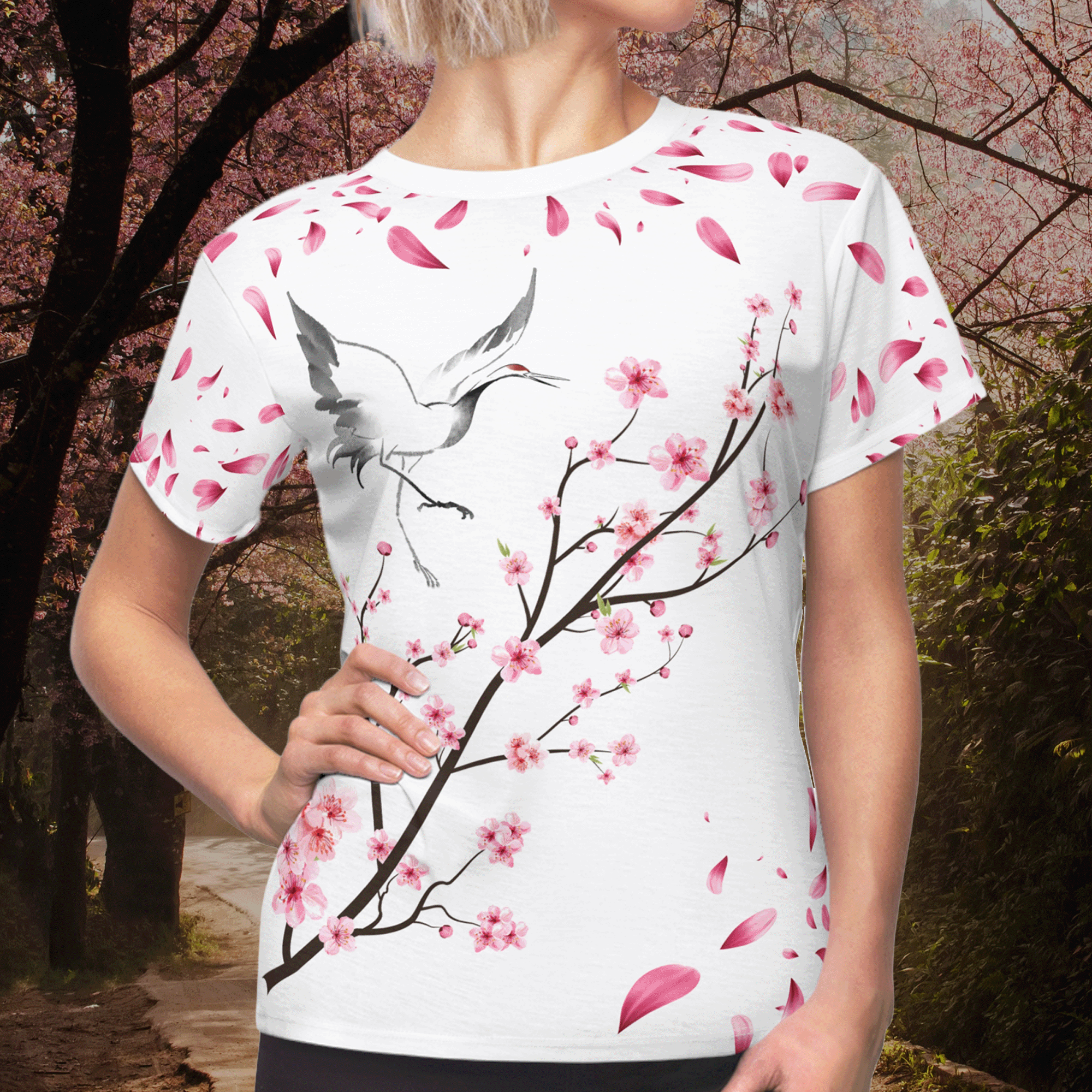 Cherry Blossom Crane Tee