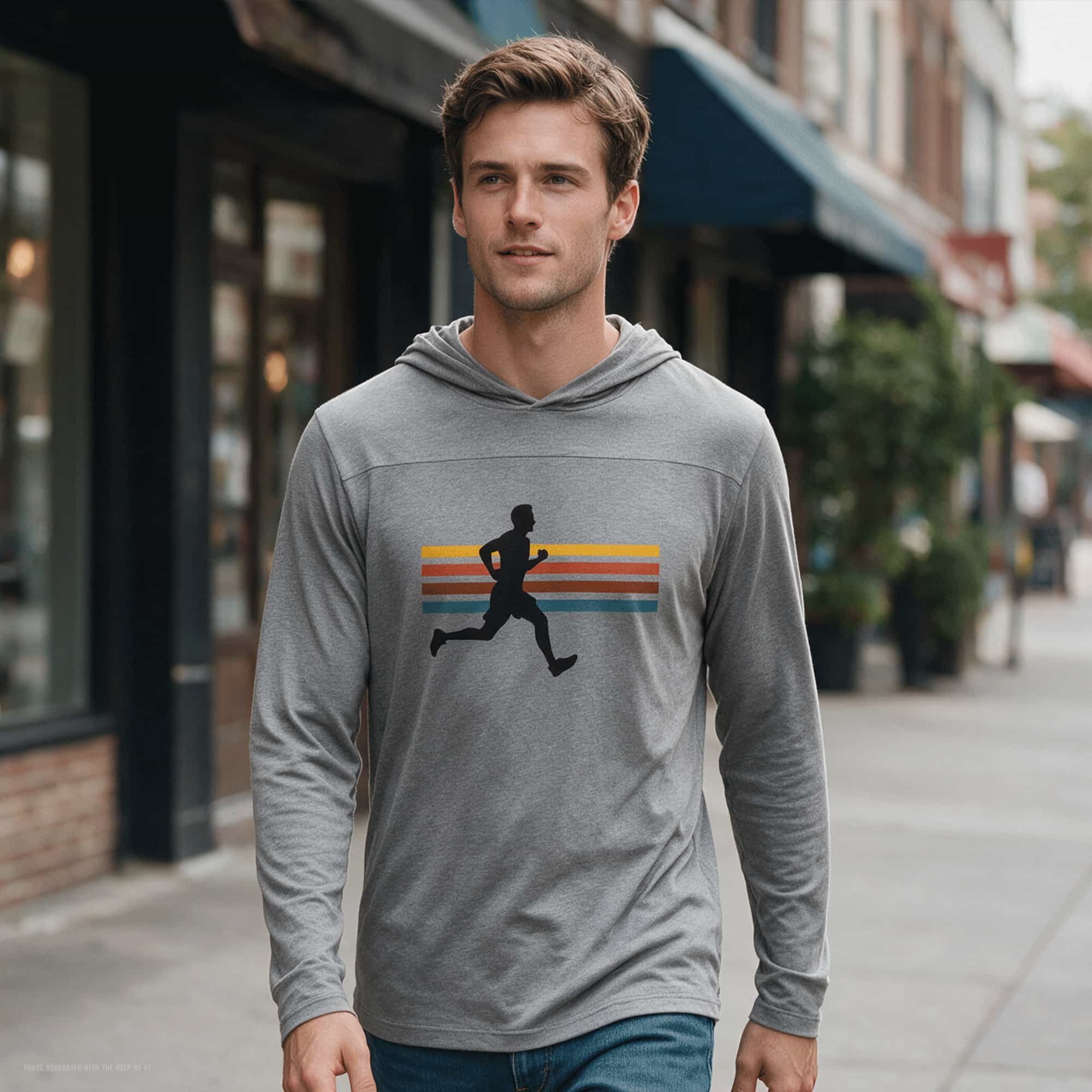 Runner Retro Stripes Long Sleeve Hoodie T-shirt
