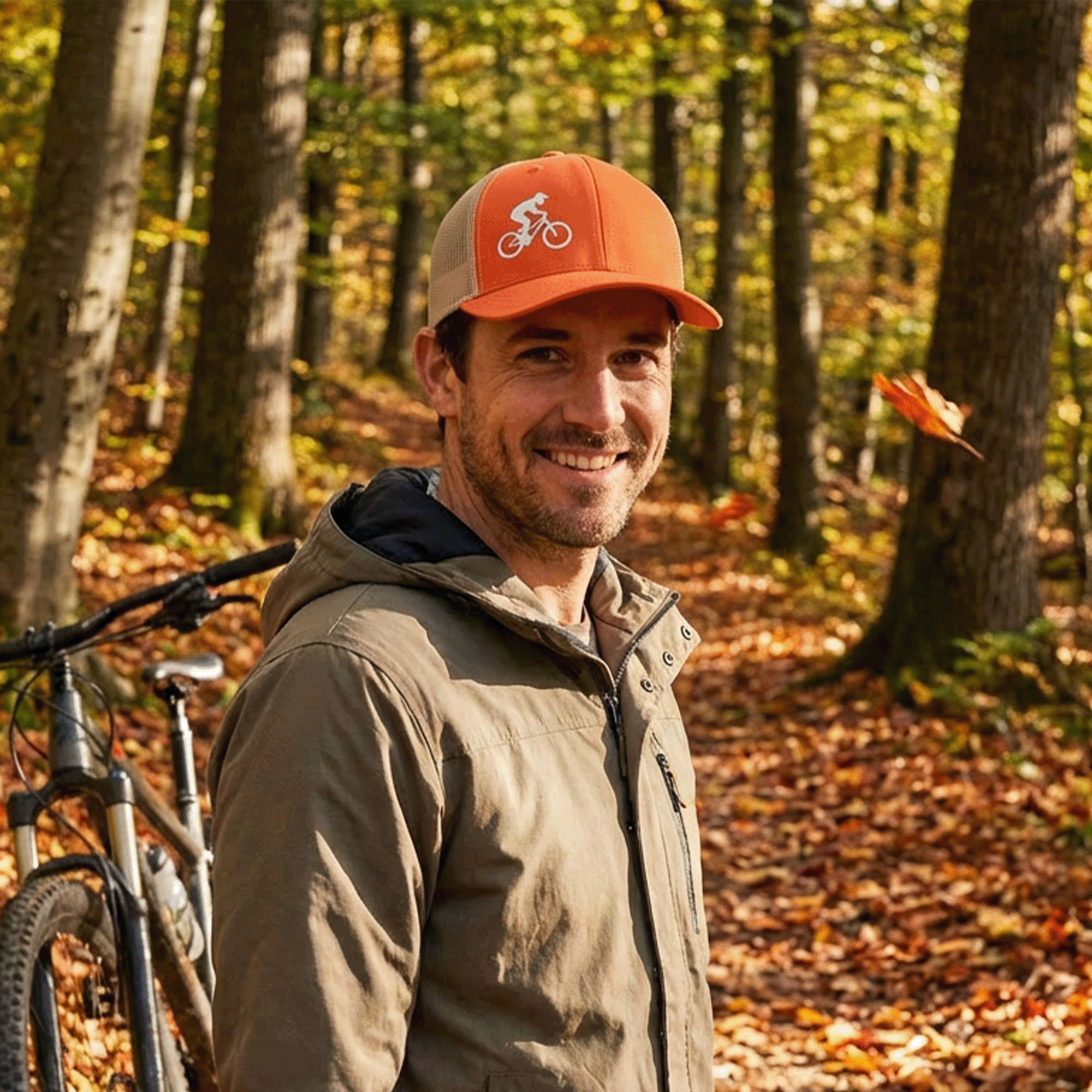 Embroidered Mountain Biker Retro Trucker Hat
