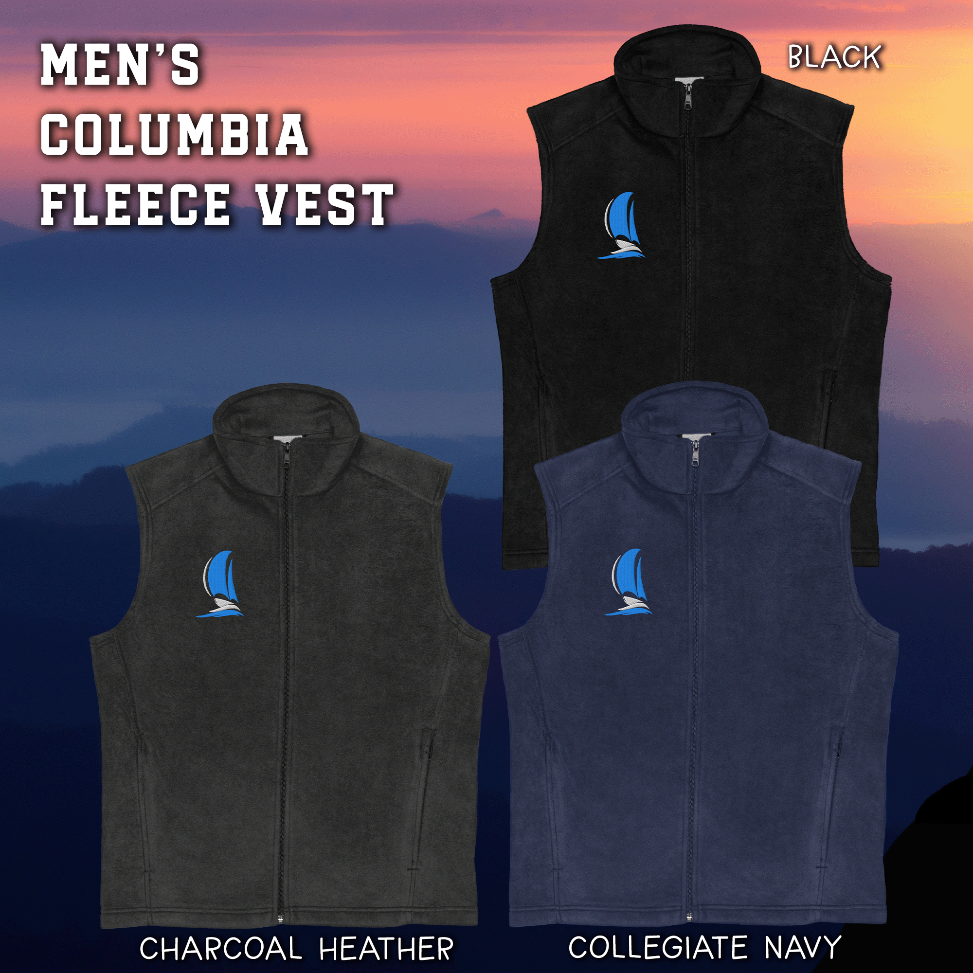Embroidered Mens Sailboat Columbia Fleece Vest