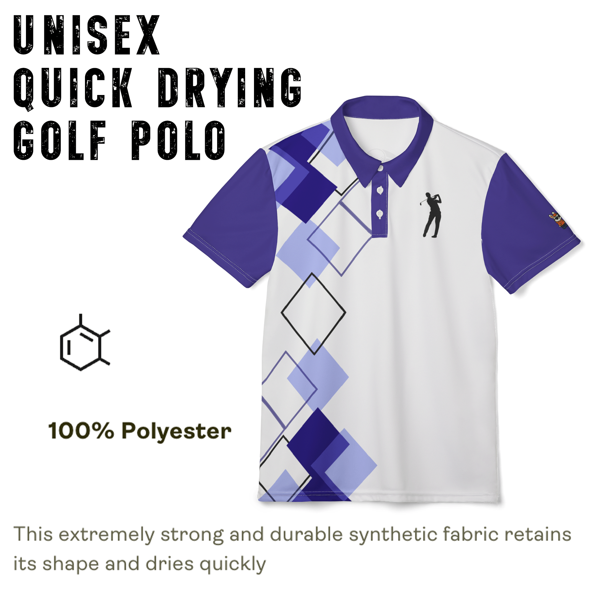 Purple Geometric Design Golf Polo Shirt