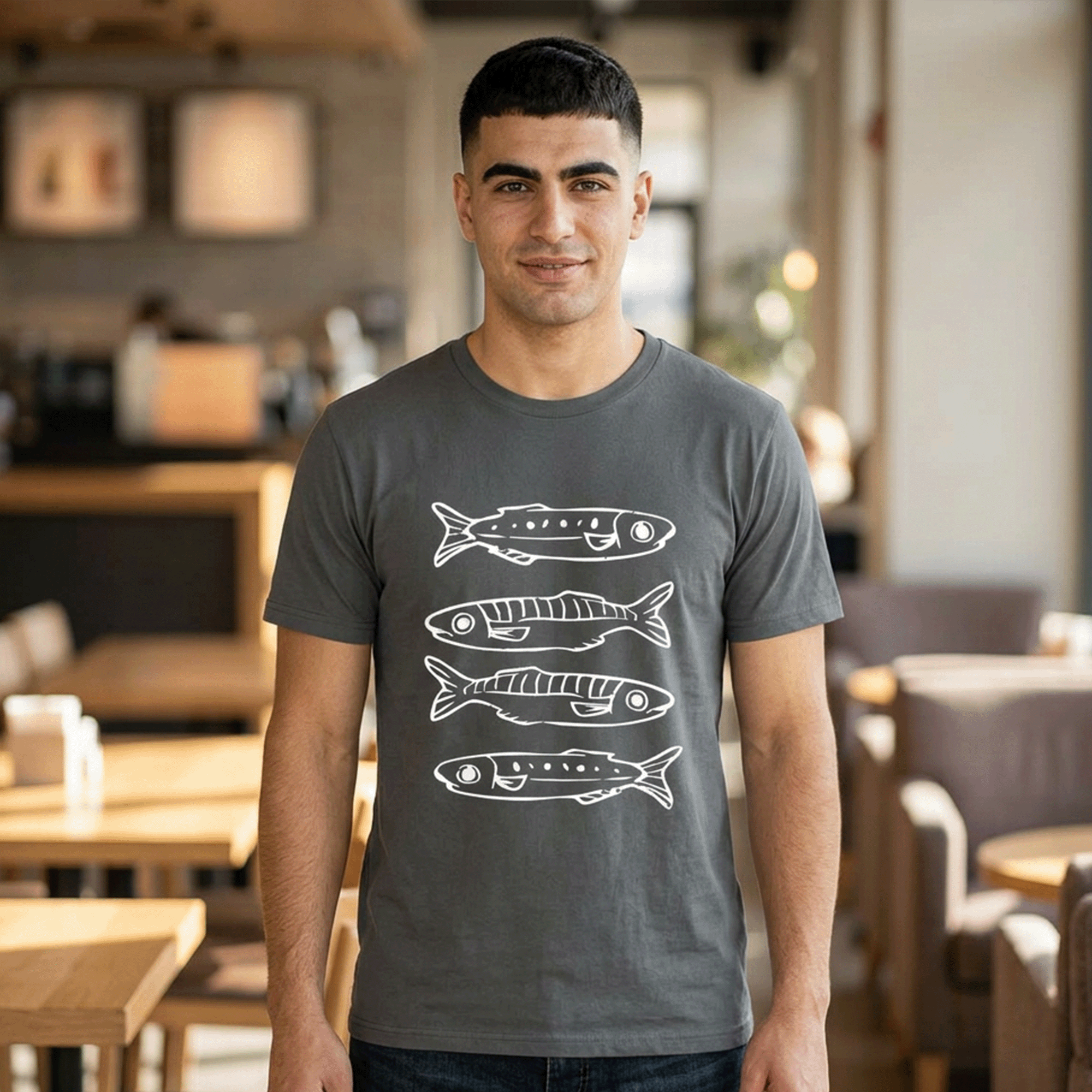 Sardine Stack Minimalist Recycled Cotton T‑Shirt