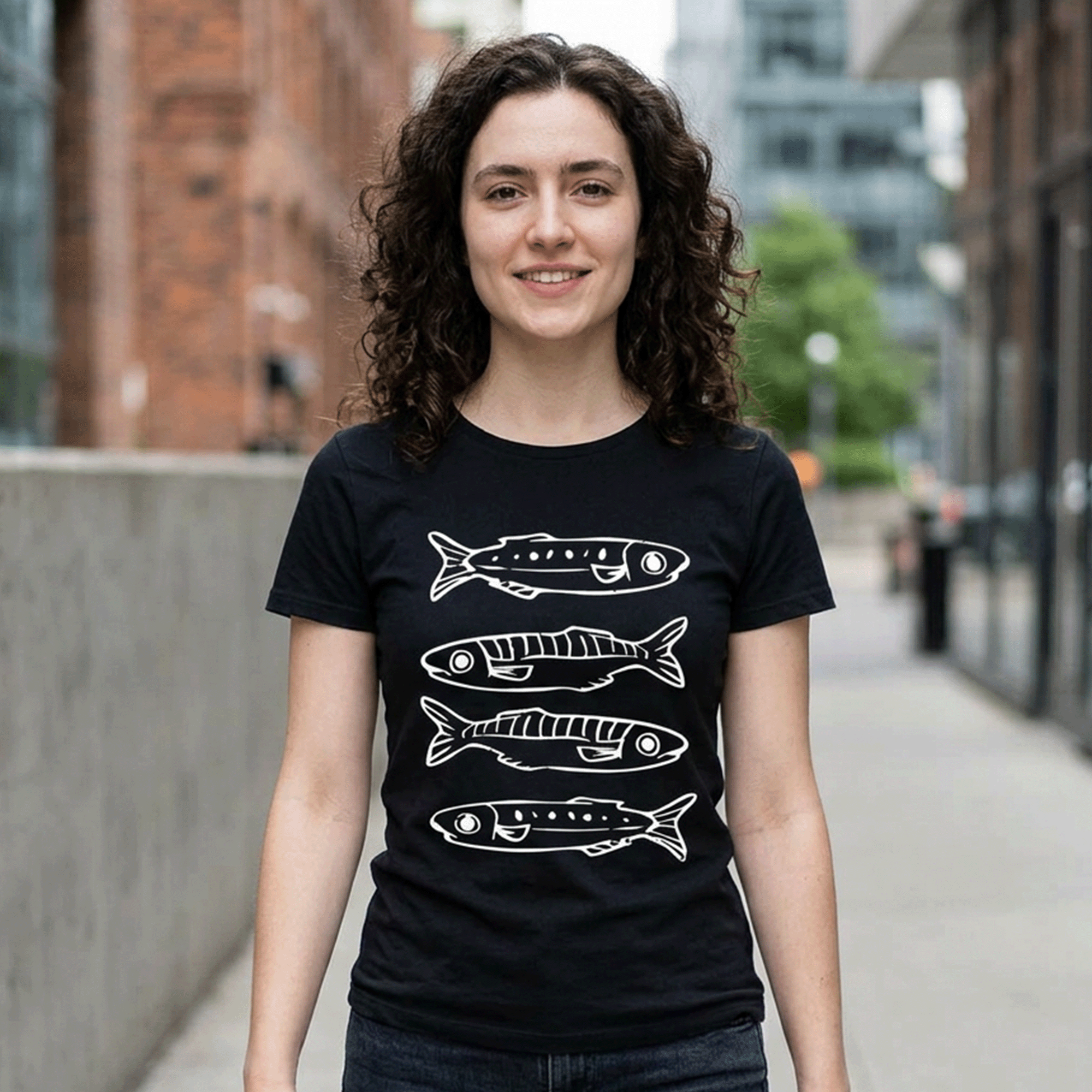 Sardine Stack Minimalist Recycled Cotton T‑Shirt