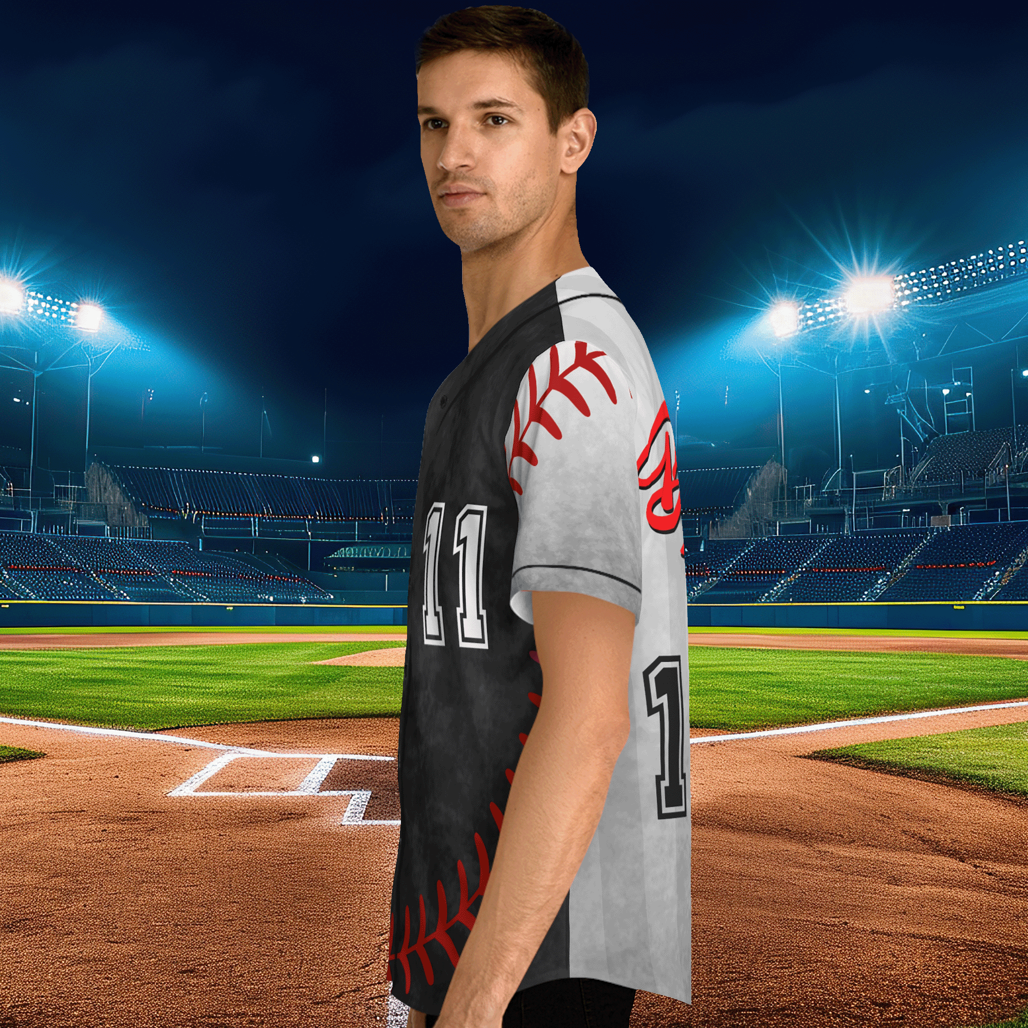 Mens Baseball Skull Jersey Number 11
